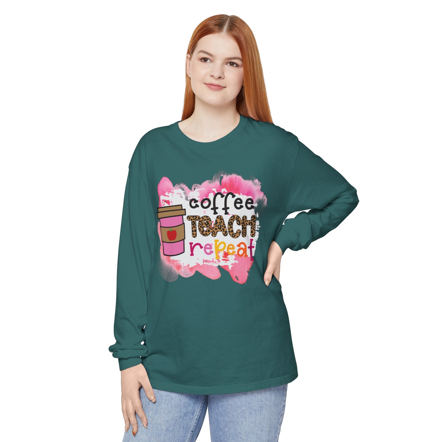 Coffee Teach Repeat Long Sleeve T-Shirt