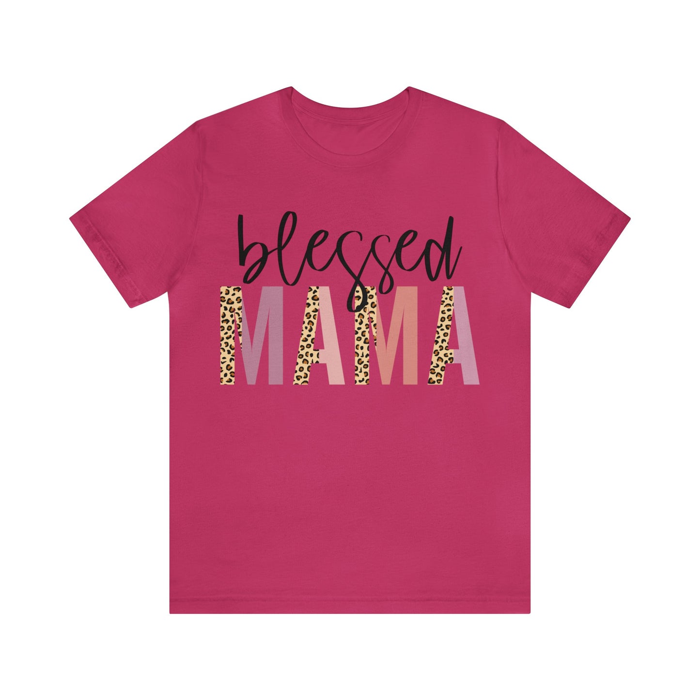 Blessed Mama Leopard print short sleeve tshirt