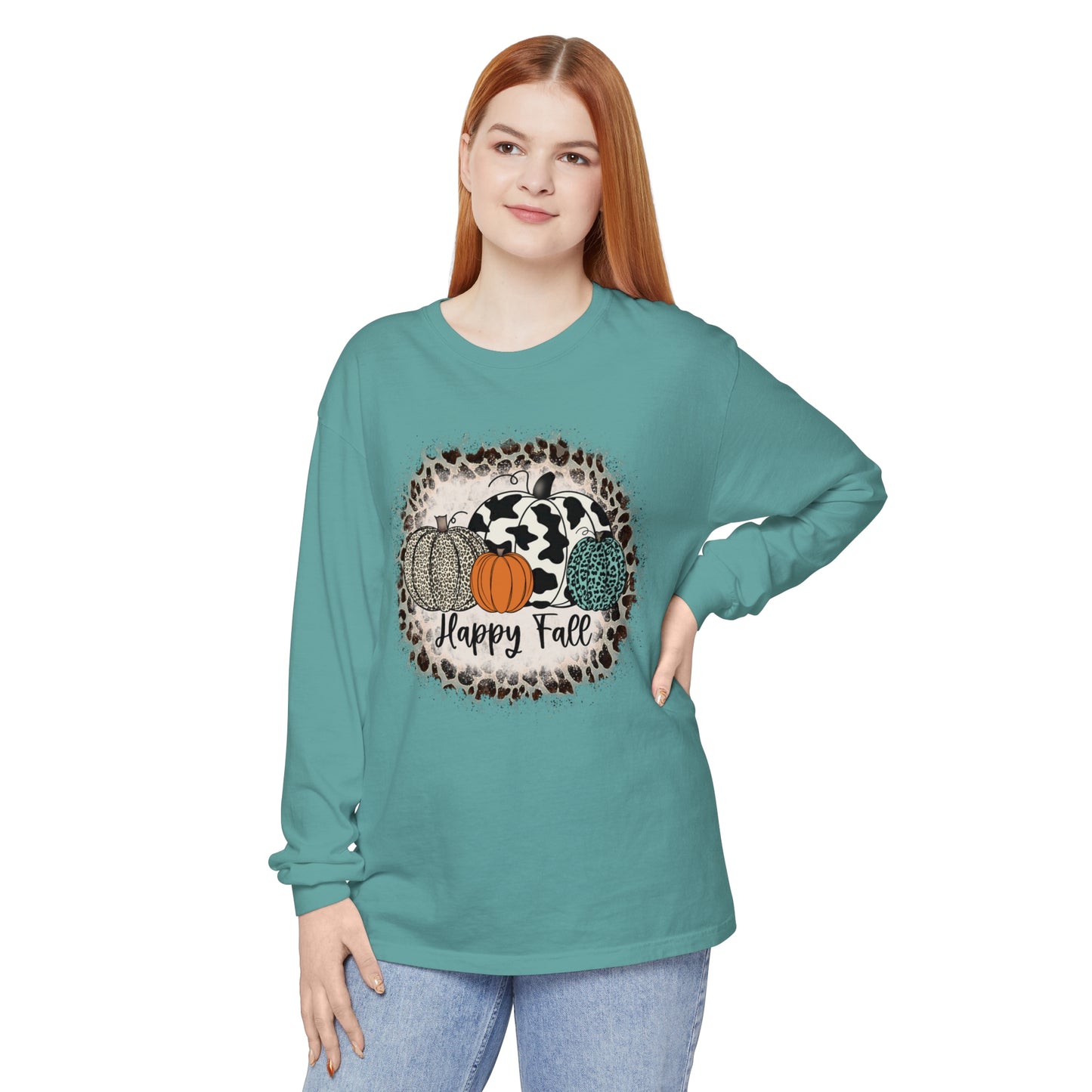 Happy Fall Garment-dyed Long Sleeve T-Shirt