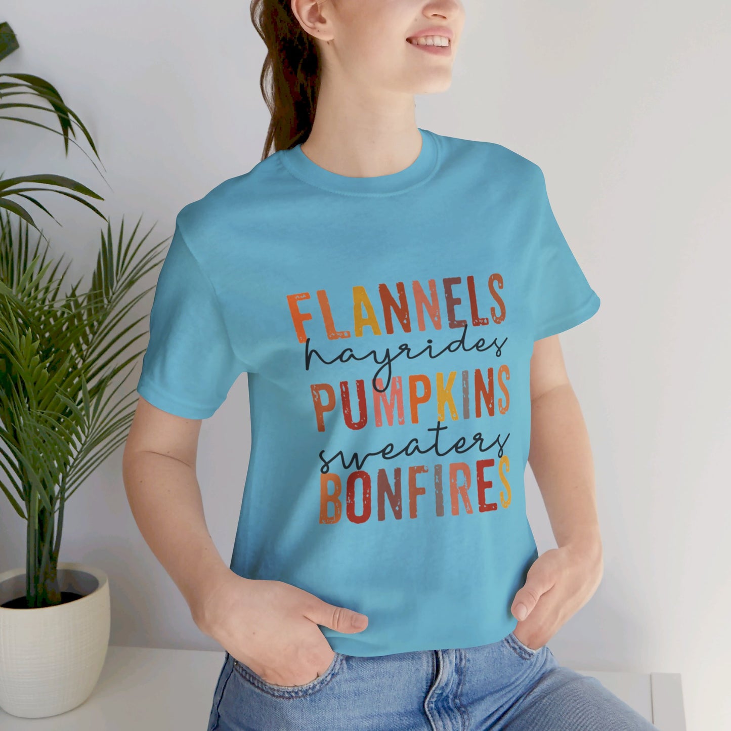 Flannels, Hayrides, Pumpkins, Sweaters, Bonfires Jersey Short Sleeve Tee