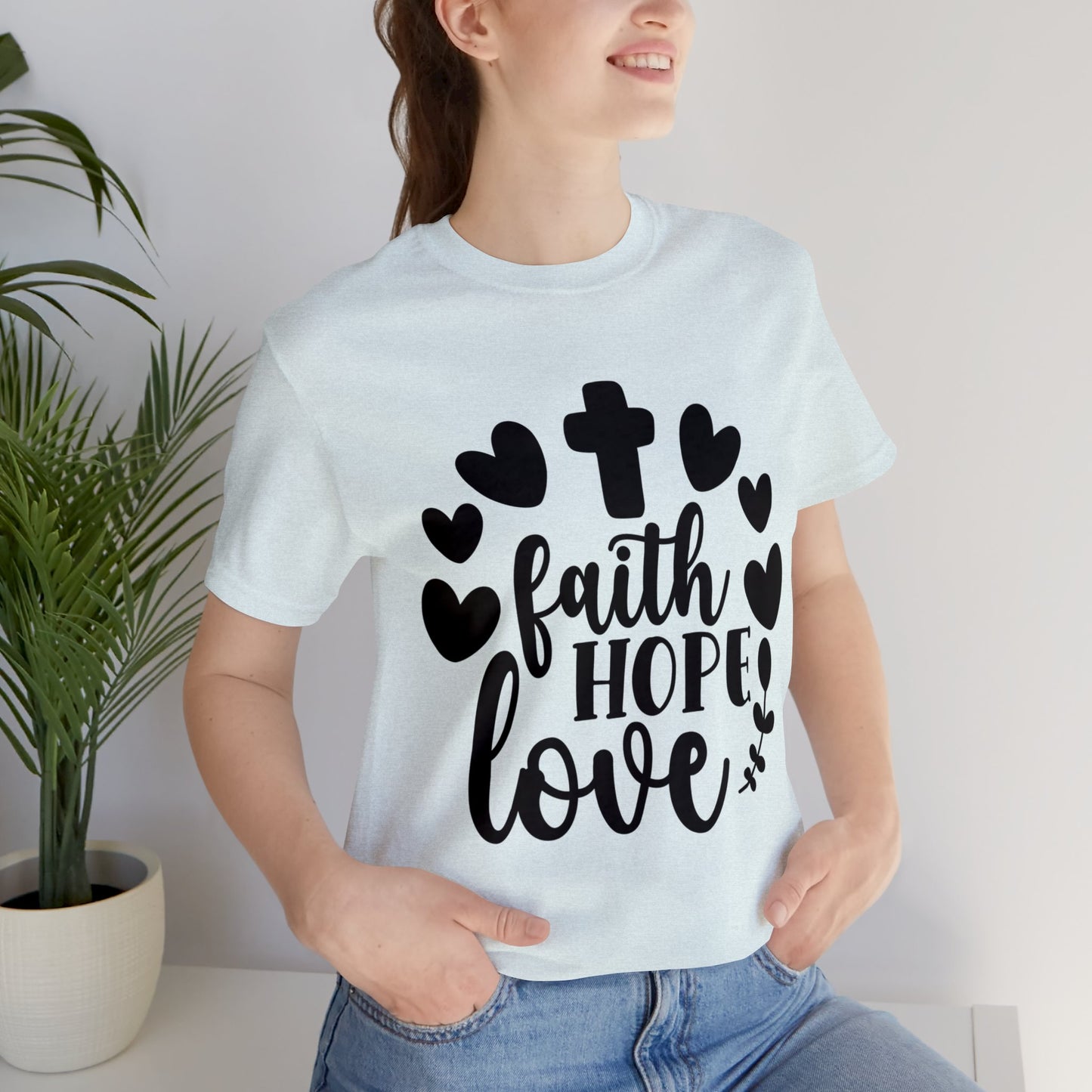 Faith Hope Love (front) Pray (back) Short Sleeve Tshirt