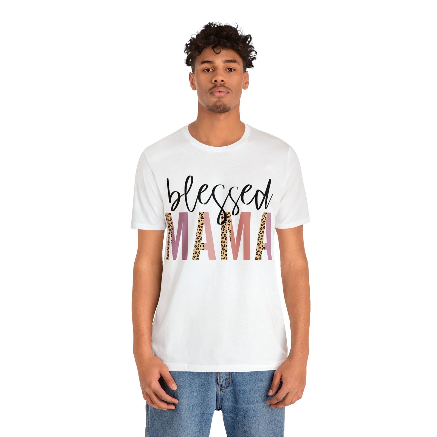Blessed Mama Leopard print short sleeve tshirt