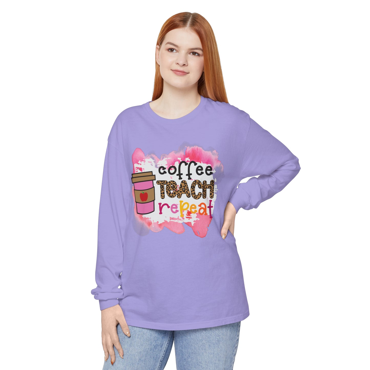 Coffee Teach Repeat Long Sleeve T-Shirt