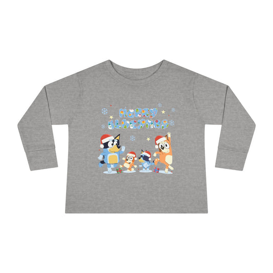 Merry Blue-y-mas Toddler Long Sleeve Tee