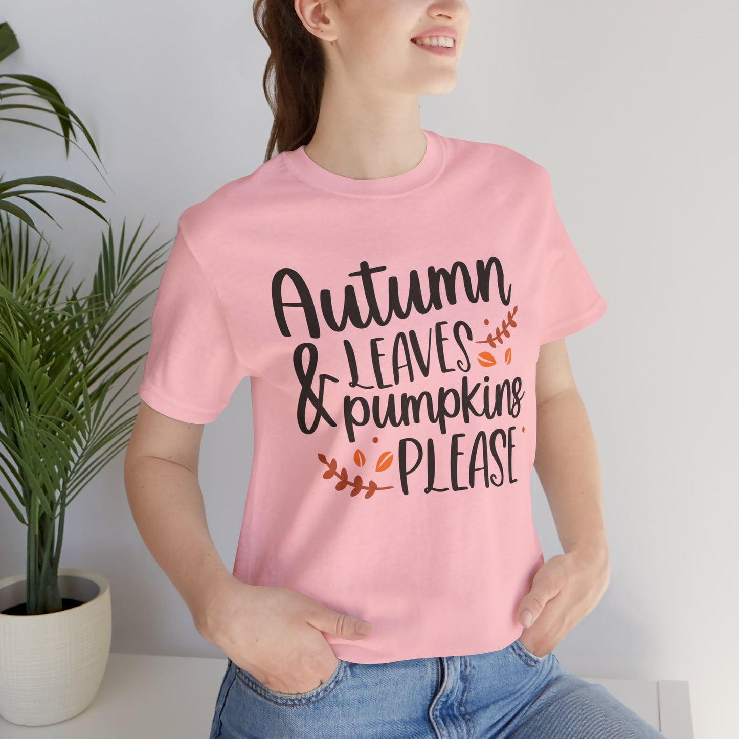 Autumn Leaves & Pumpkins Please Jersey Short Sleeve Tee
