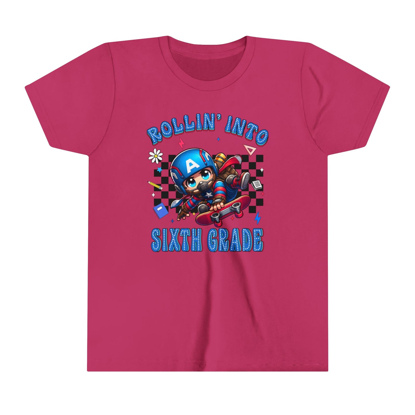 CAPTAIN AMERICA - Rollin' Into 6th Grade Youth Short Sleeve Tee