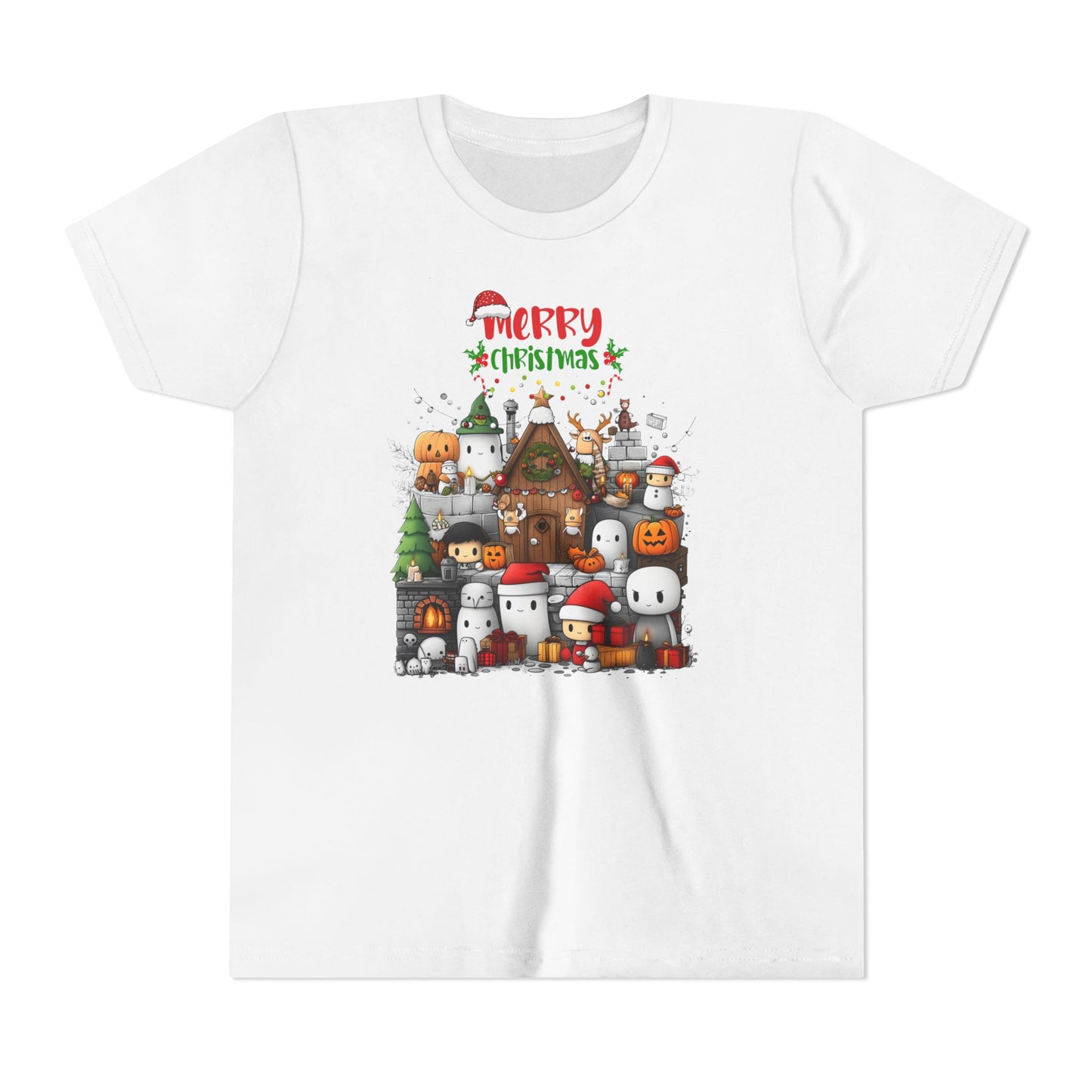 Merry Mine-craft Christmas Youth Short Sleeve Tee
