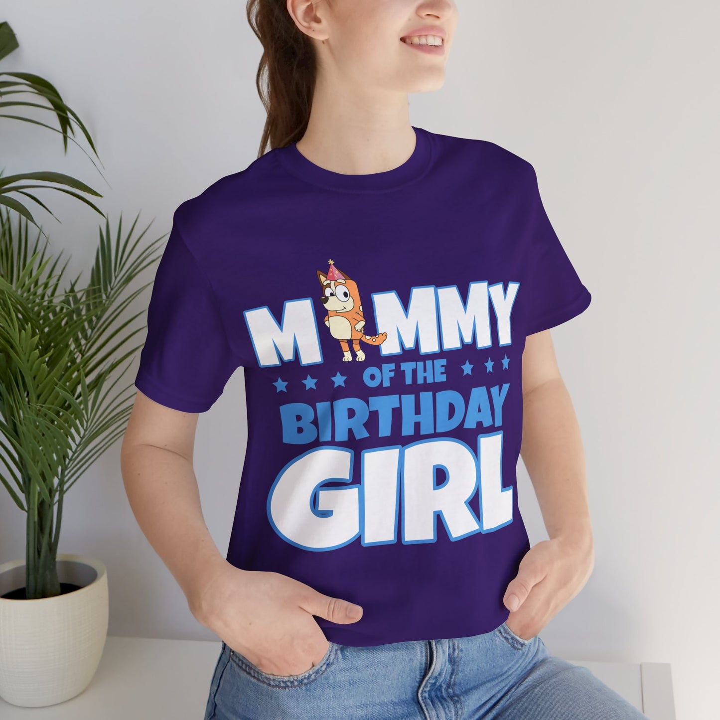 Mommy of the Birthday Girl Chilli Heeler short sleeve T-shirt
