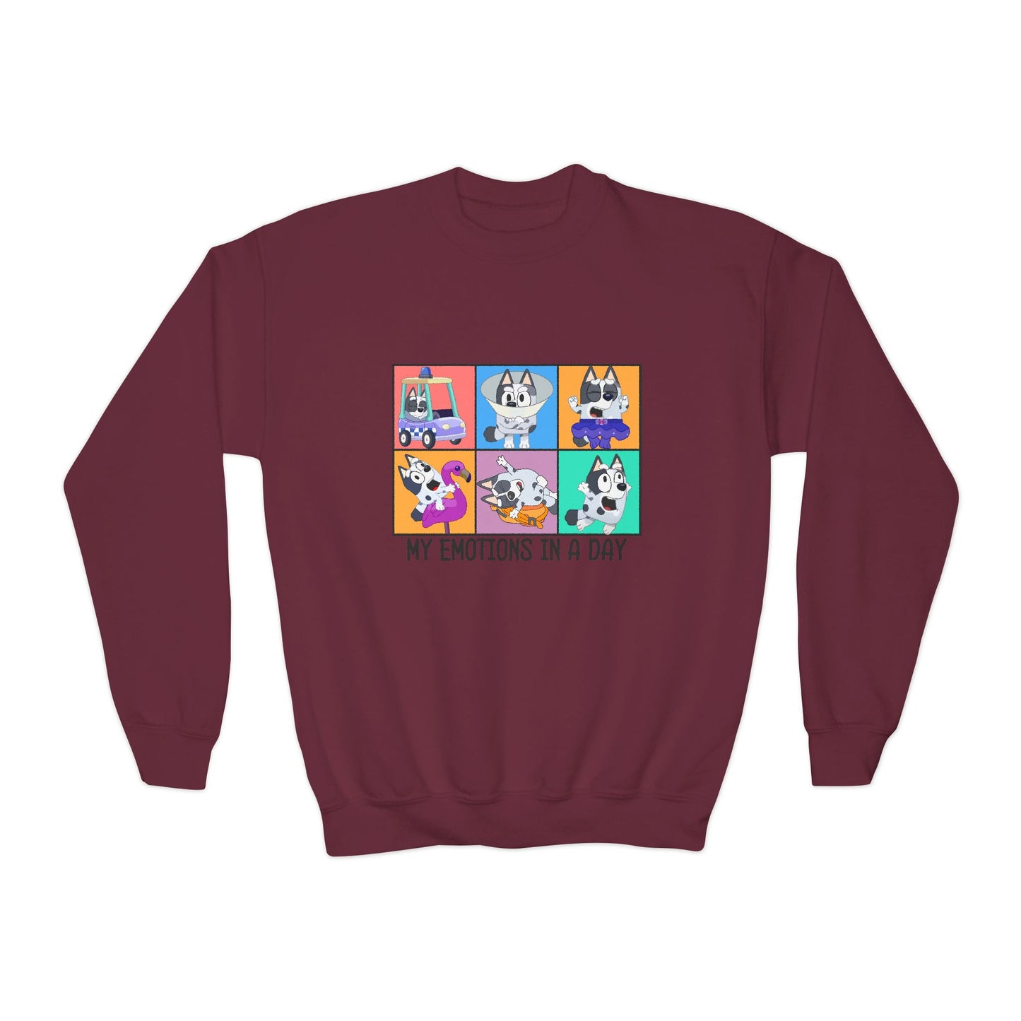 My emotions in a day Youth Crewneck Sweatshirt