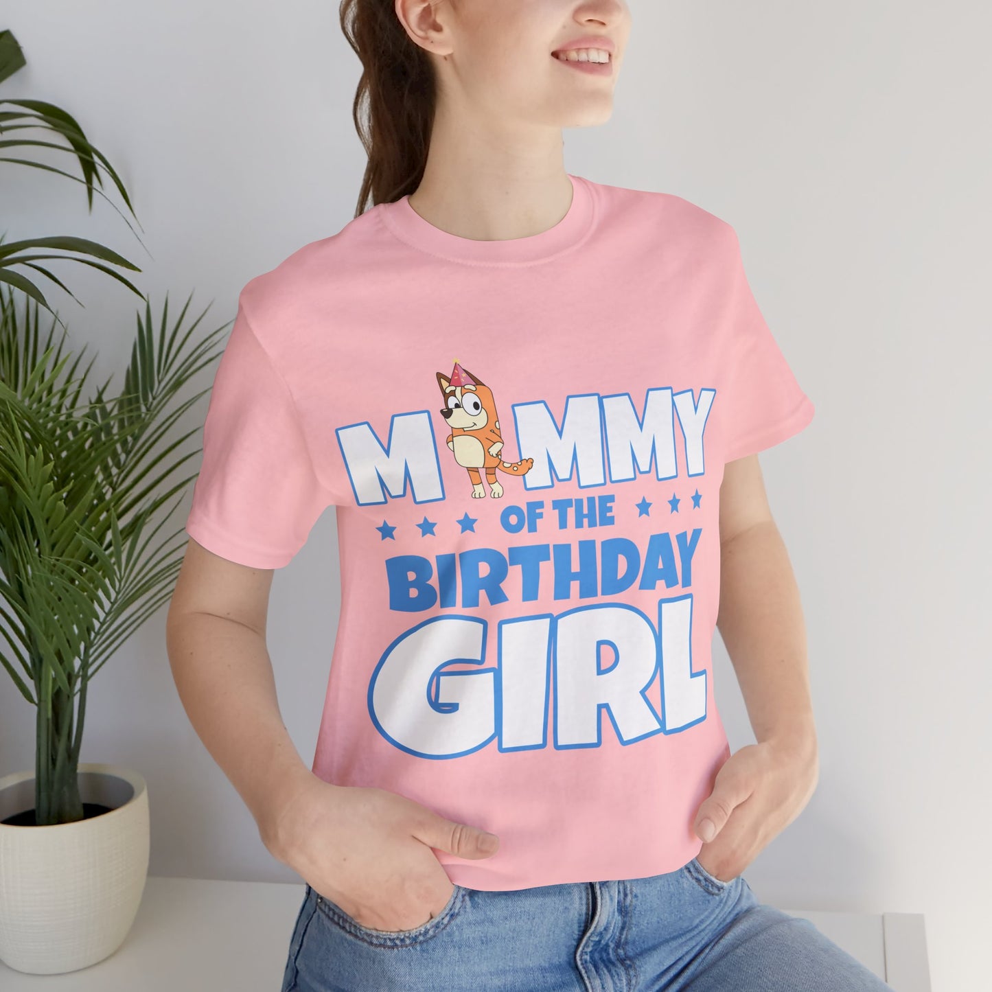 Mommy of the Birthday Girl Chilli Heeler short sleeve T-shirt