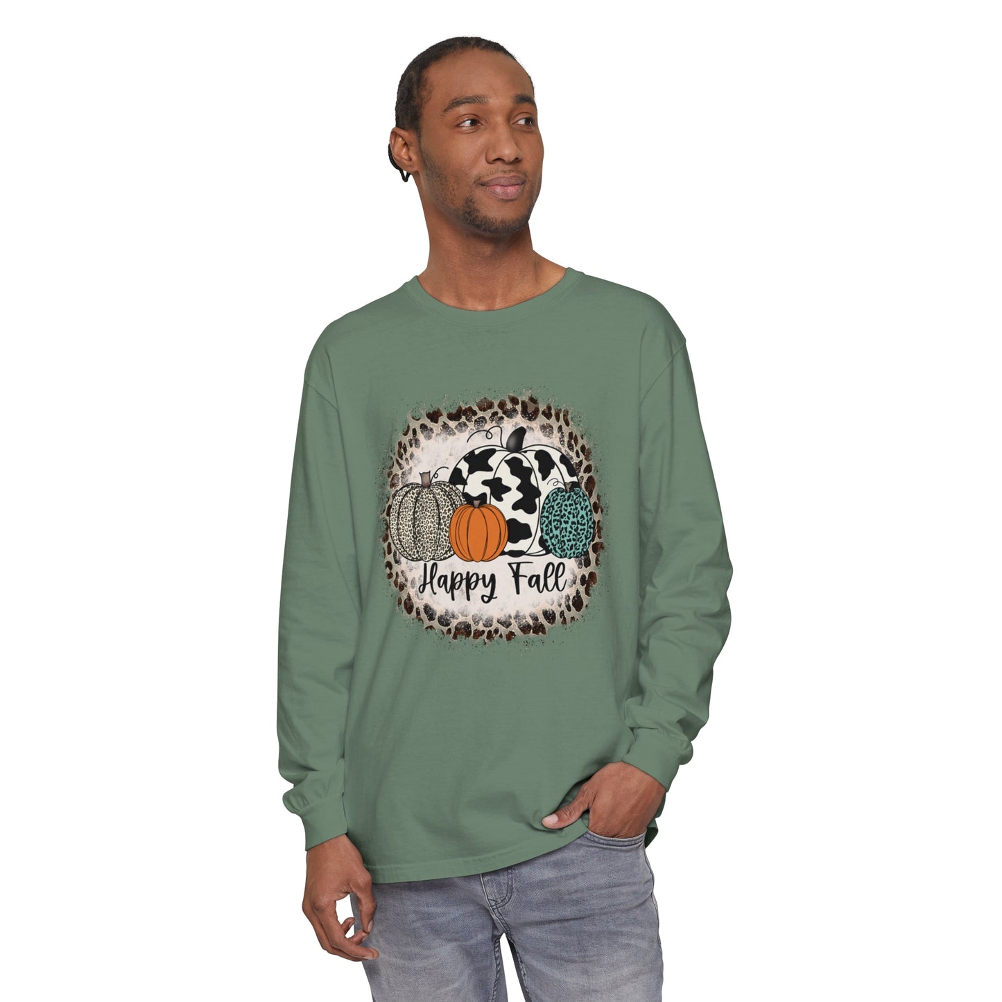 Happy Fall Garment-dyed Long Sleeve T-Shirt