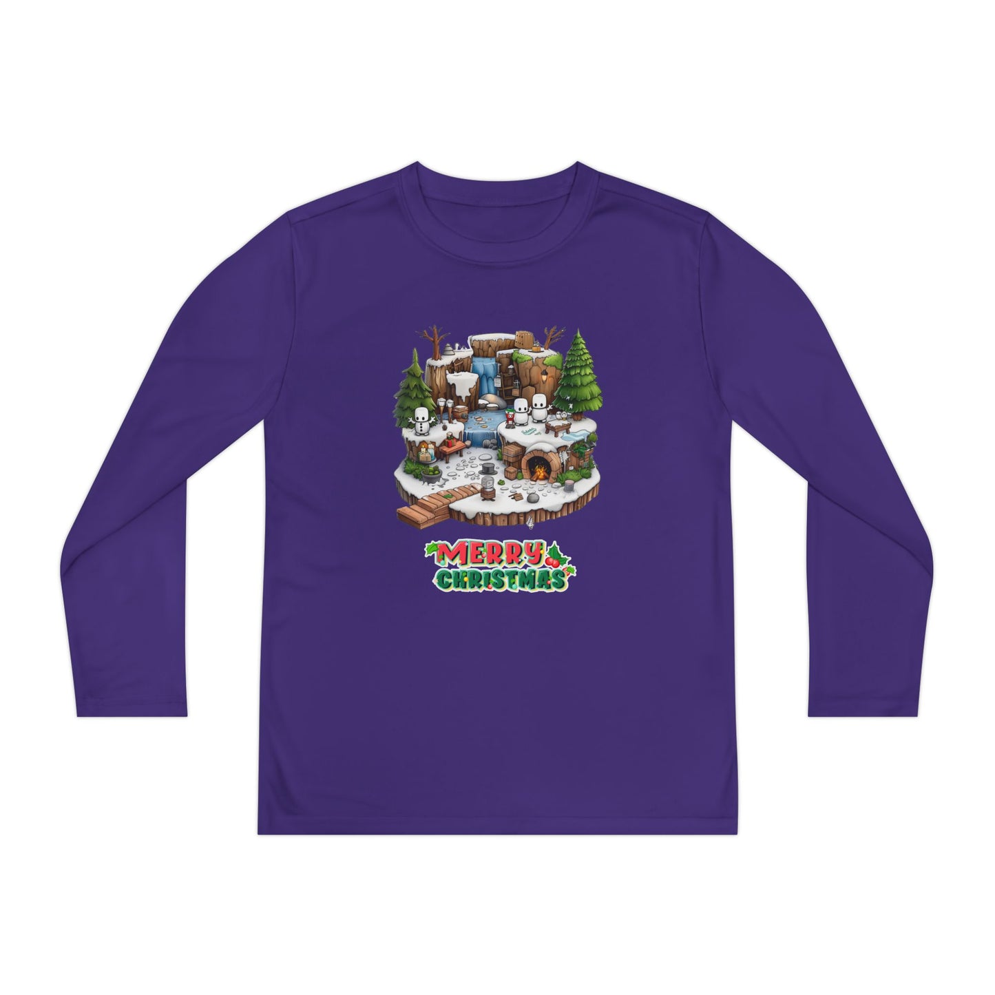 Merry Christmas Mine-craft Youth Long Sleeve Competitor Tee