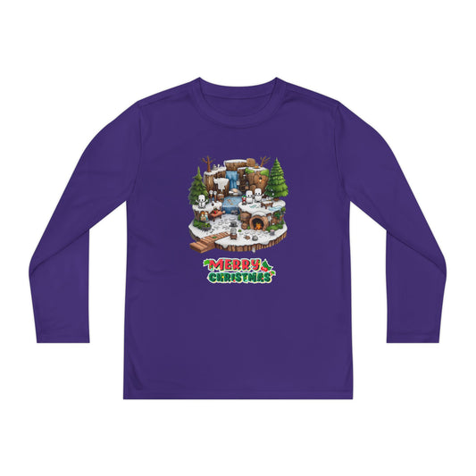 Merry Christmas Mine-craft Youth Long Sleeve Competitor Tee