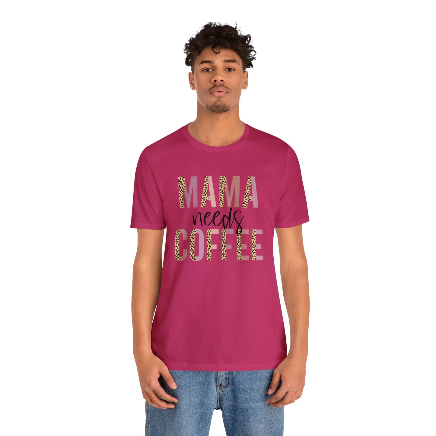 Mama Needs Coffee Leopard print short sleeve tshirt