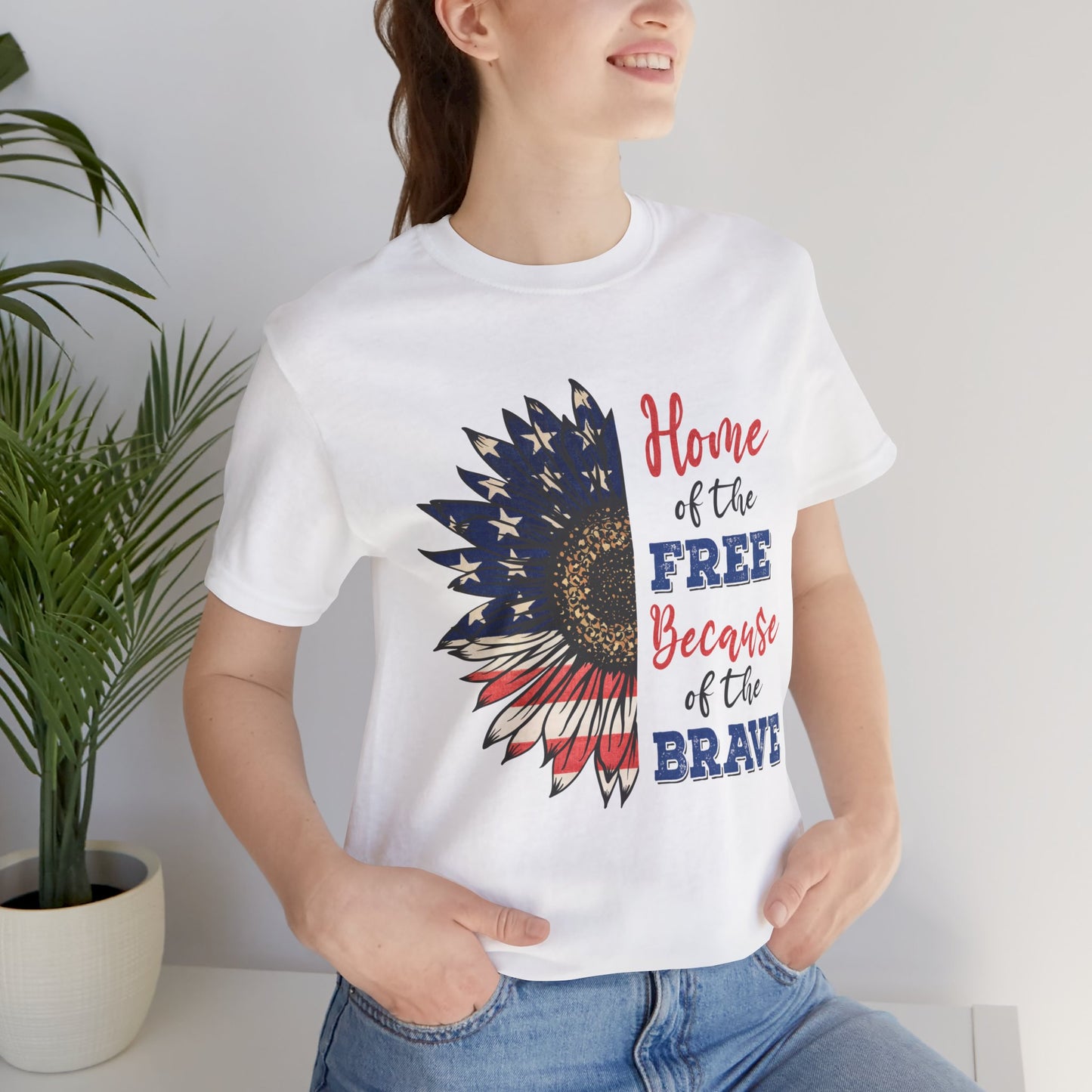 Home of the Free because of the Brave Jersey Short Sleeve Tee