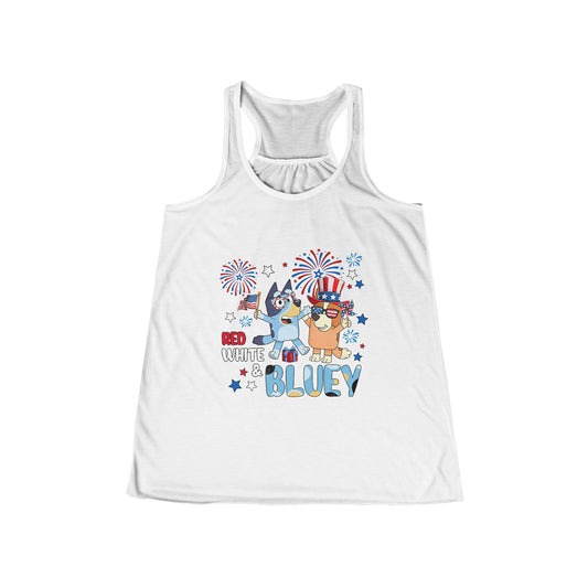 Red, white & Bluey Women's Flowy Racerback Tank
