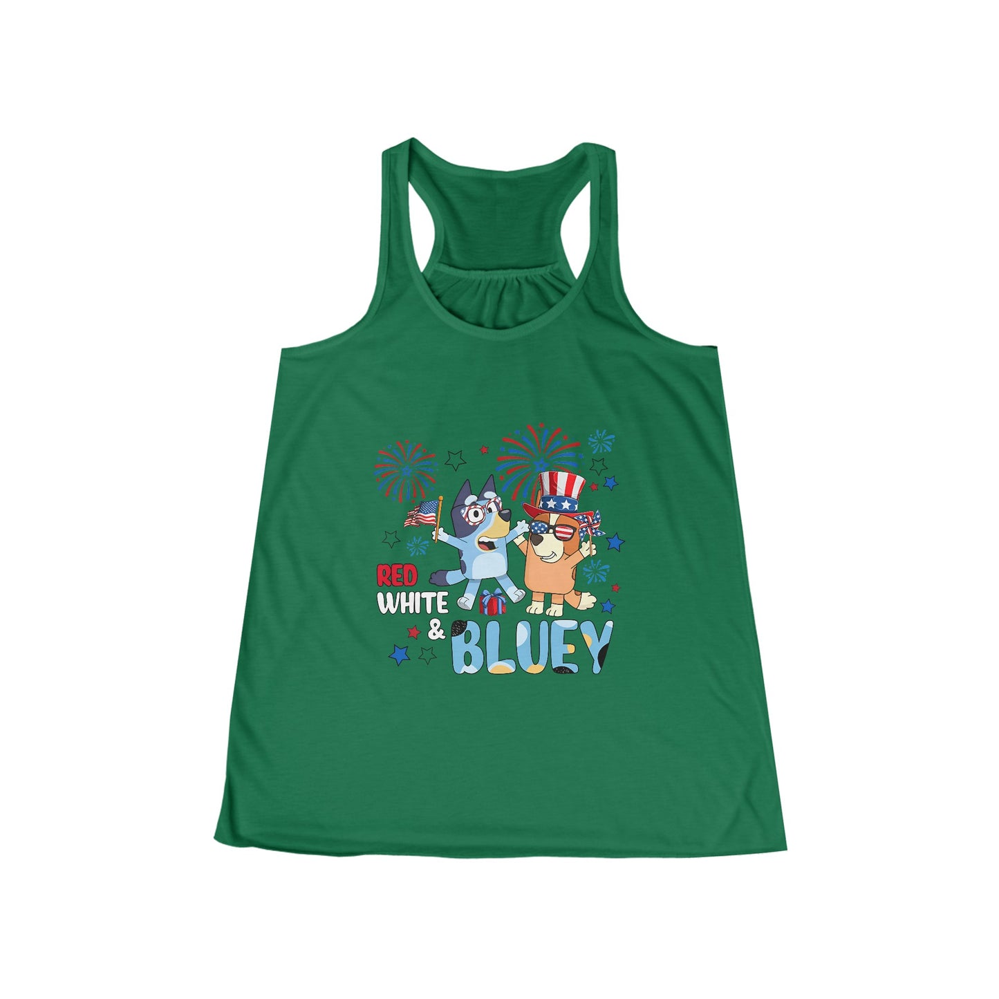 Red, white & Bluey Women's Flowy Racerback Tank