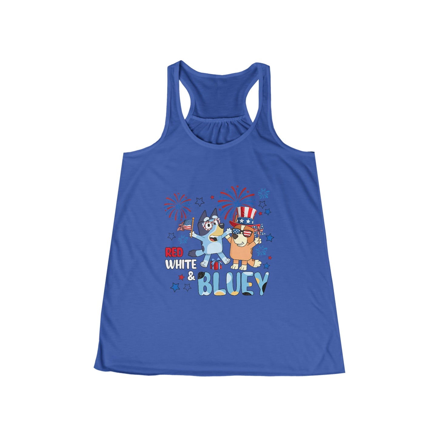 Red, white & Bluey Women's Flowy Racerback Tank