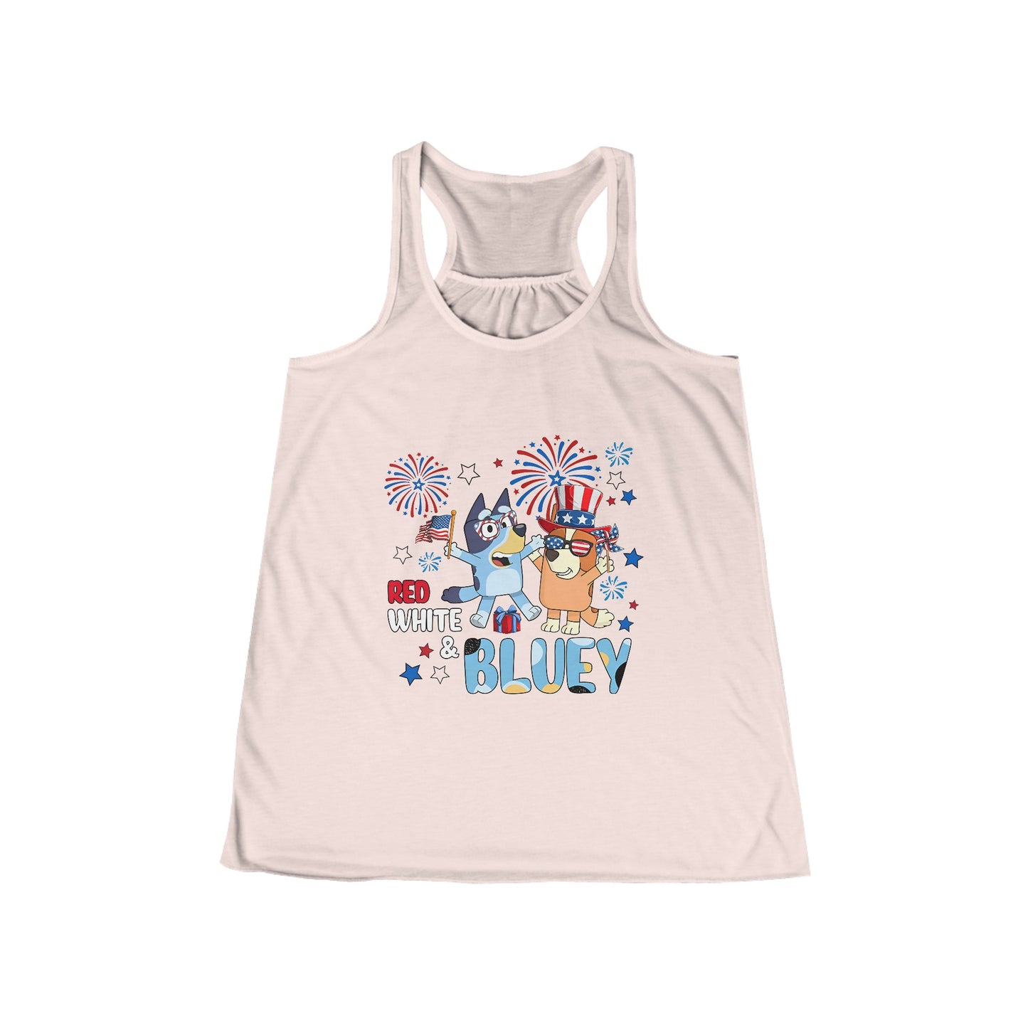 Red, white & Bluey Women's Flowy Racerback Tank