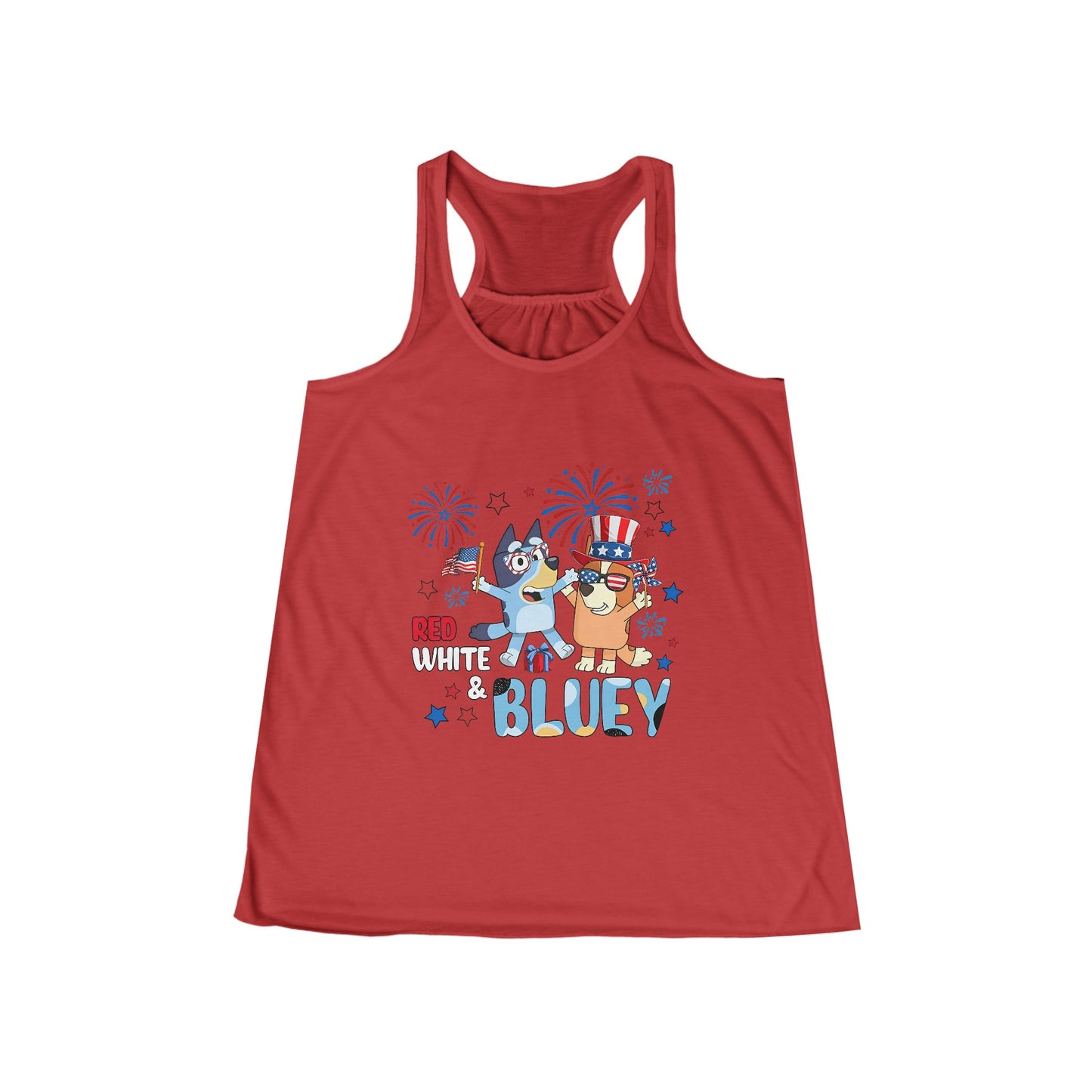 Red, white & Bluey Women's Flowy Racerback Tank