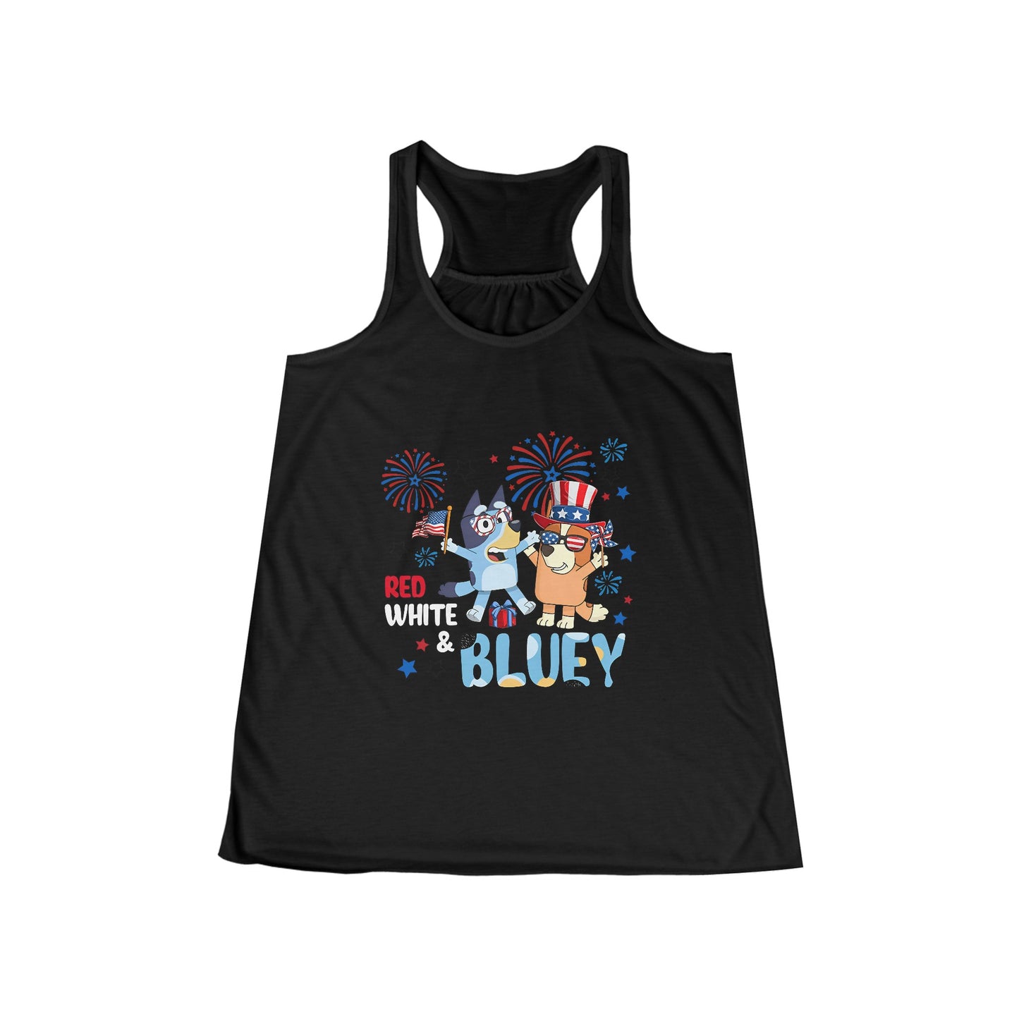 Red, white & Bluey Women's Flowy Racerback Tank