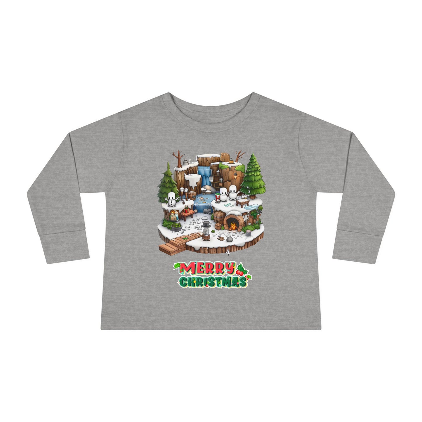 Merry Christmas Mine-craft Toddler Long Sleeve Tee