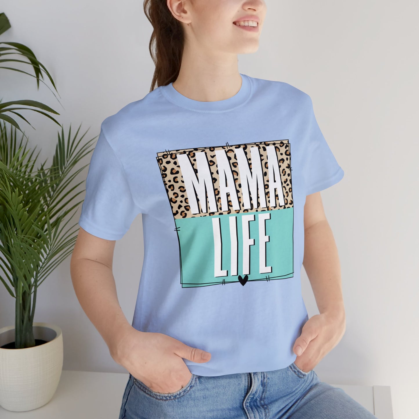 Mama life Leopard print short sleeve tshirt