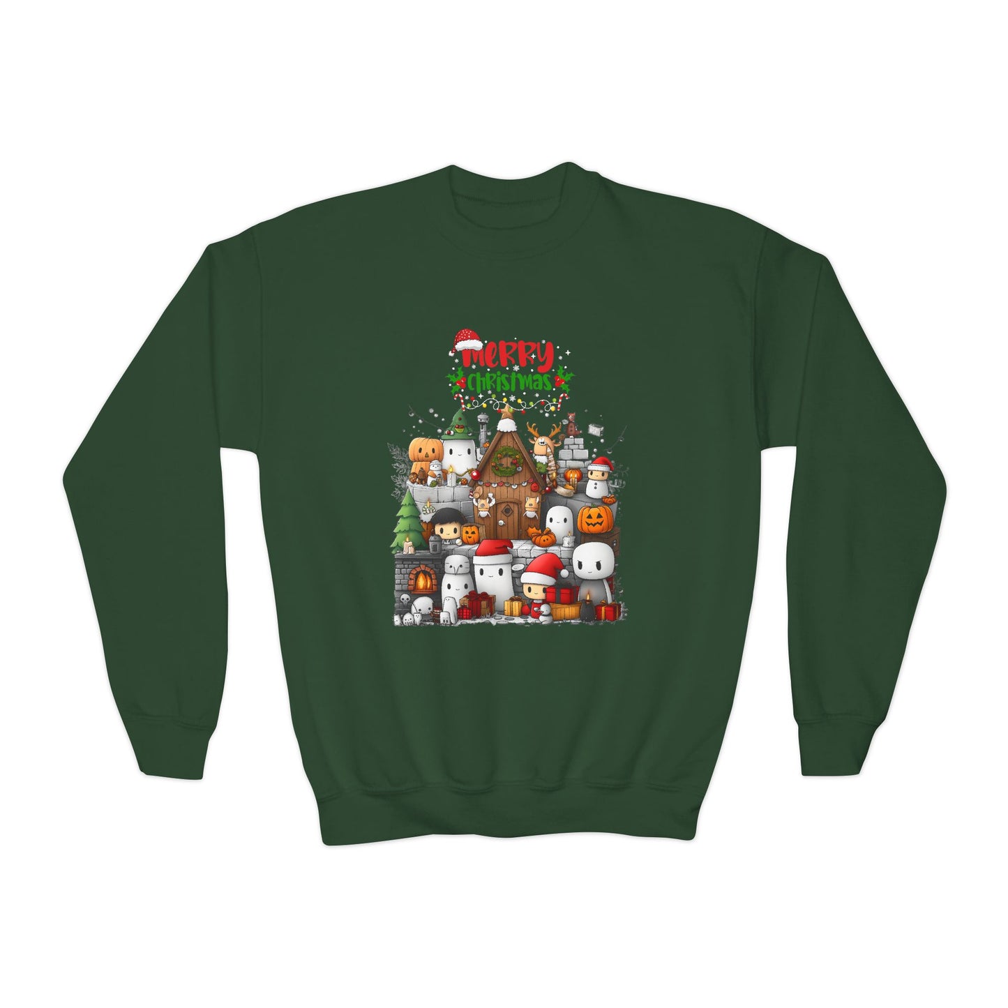 Merry Mine-craft Christmas Youth Crewneck Sweatshirt