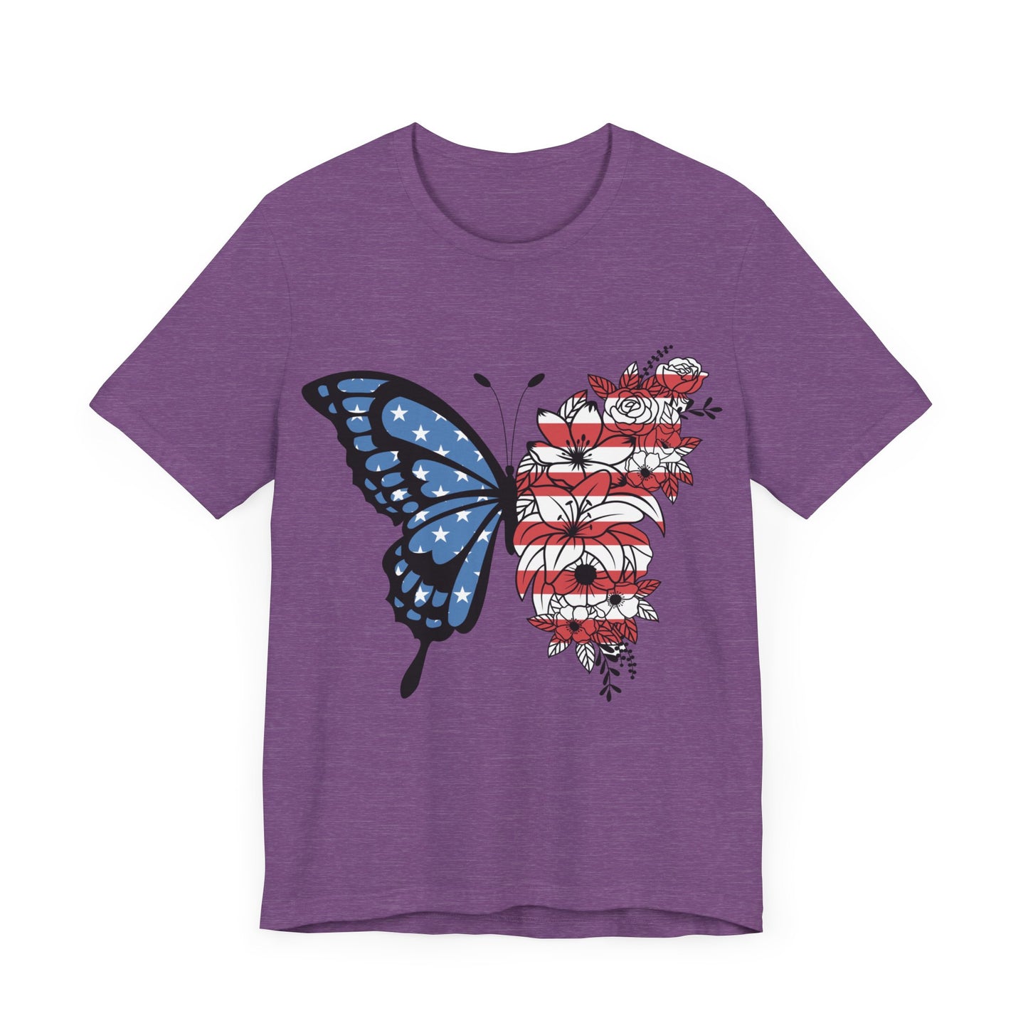 Red, White & Butterfly Jersey Short Sleeve Tee