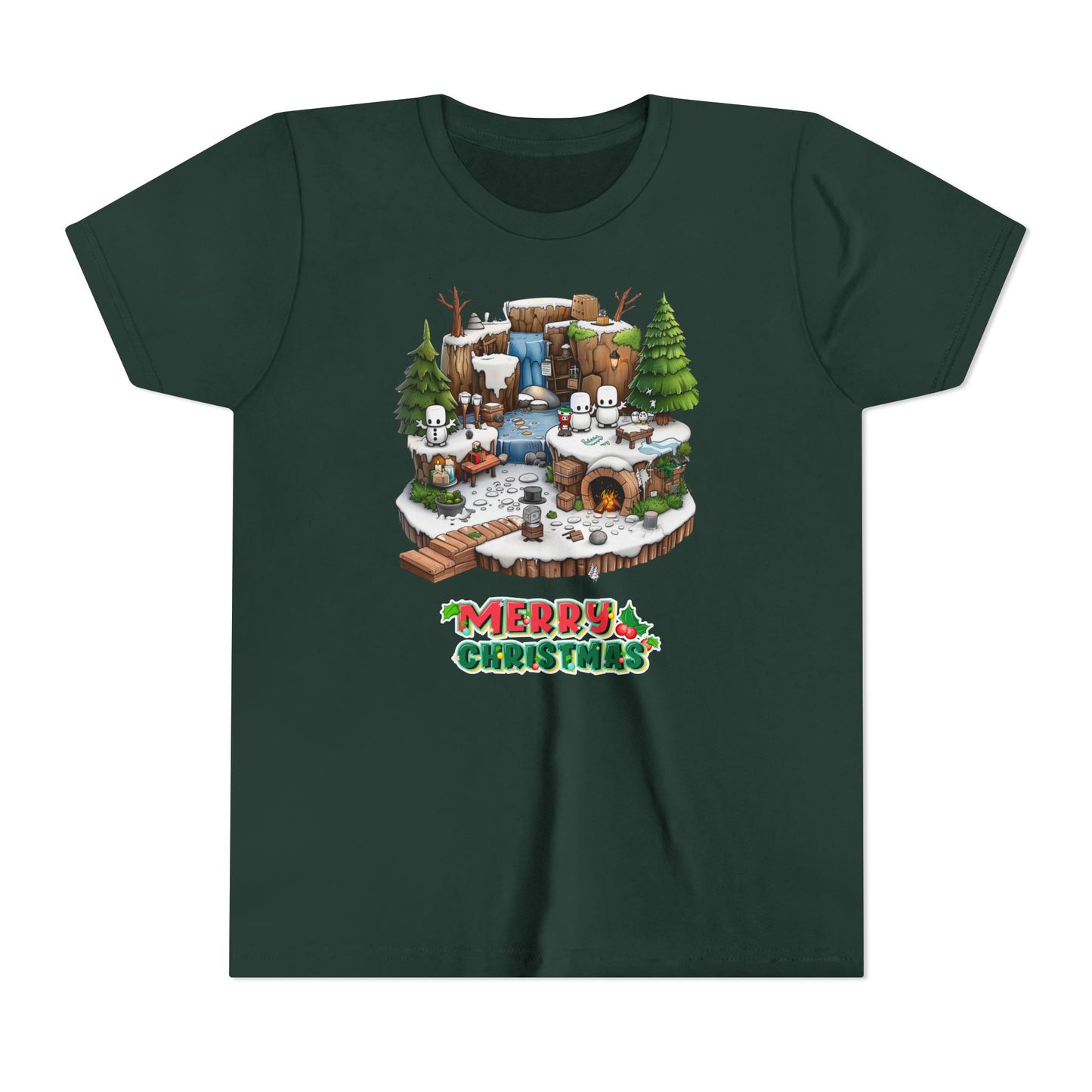 Merry Christmas Mine-craft Youth Short Sleeve Tee