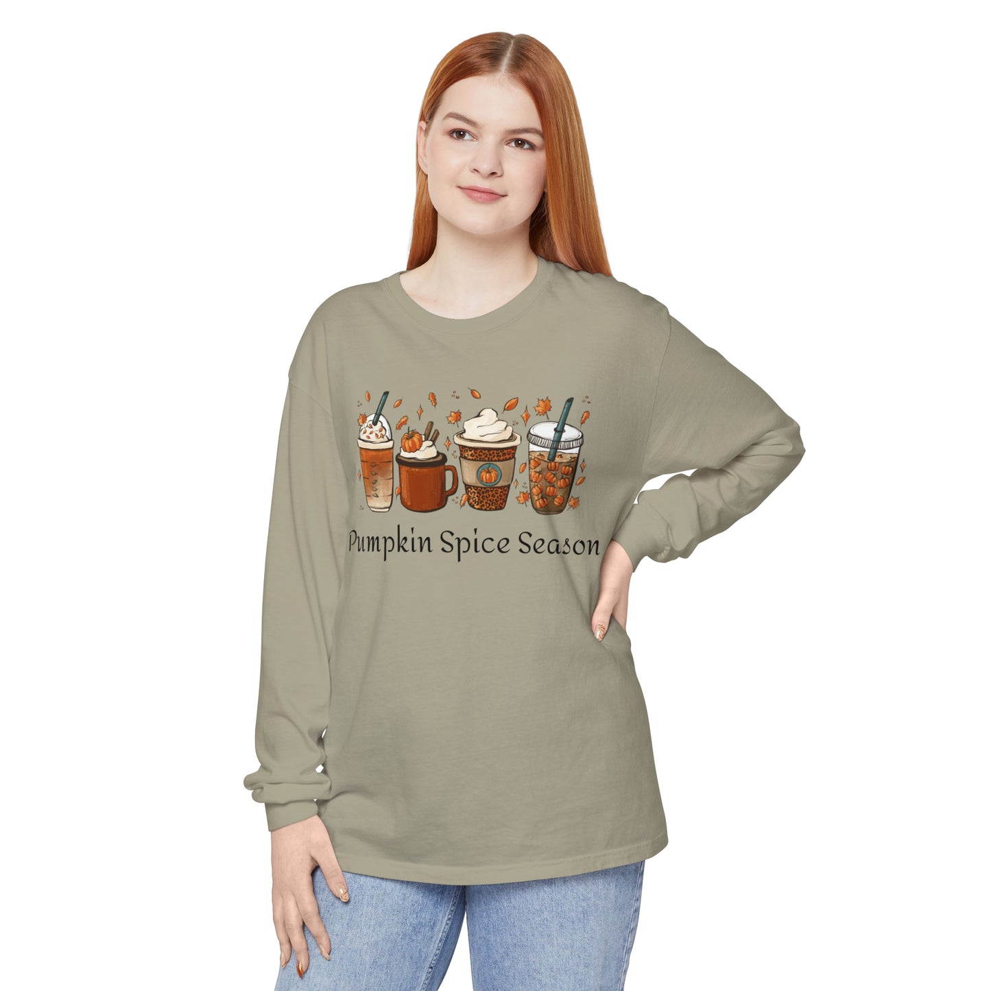 Pumpkin Spice Season Garment-dyed Long Sleeve T-Shirt