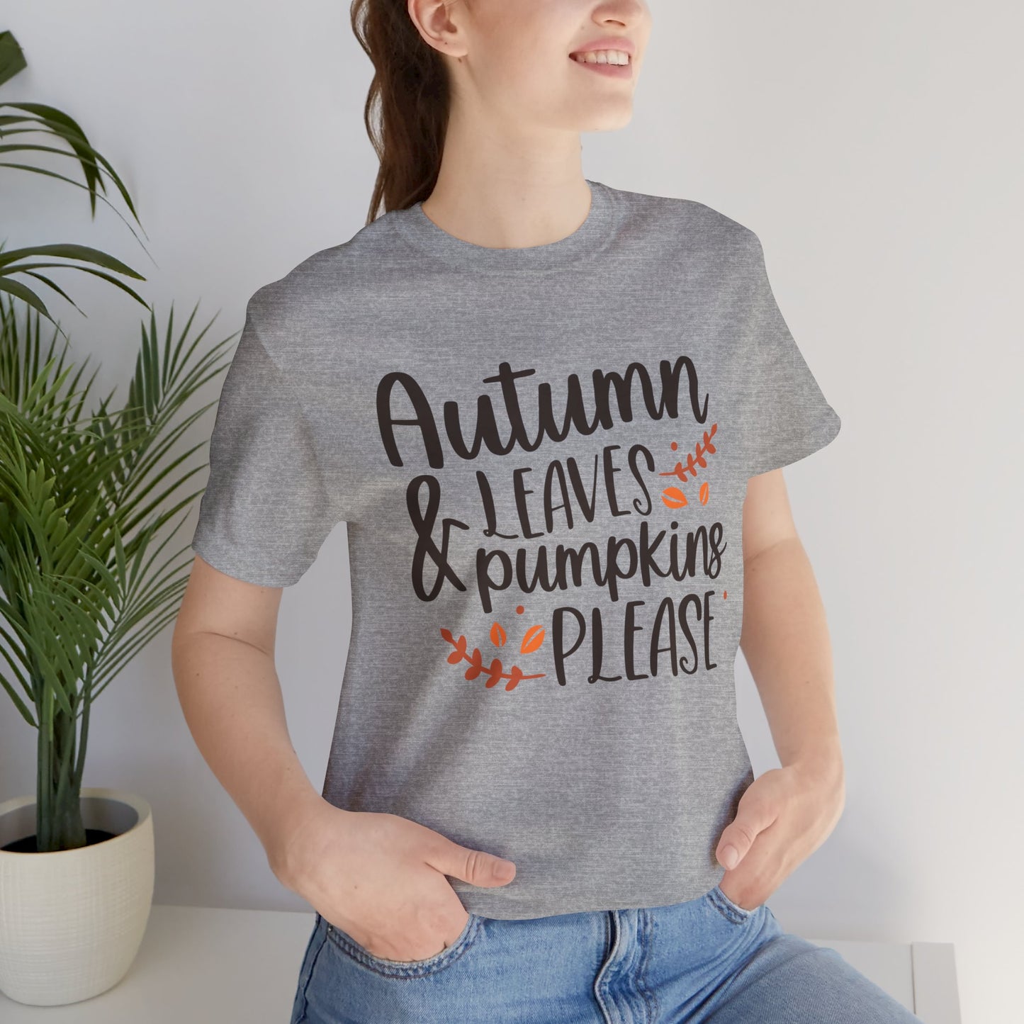 Autumn Leaves & Pumpkins Please Jersey Short Sleeve Tee