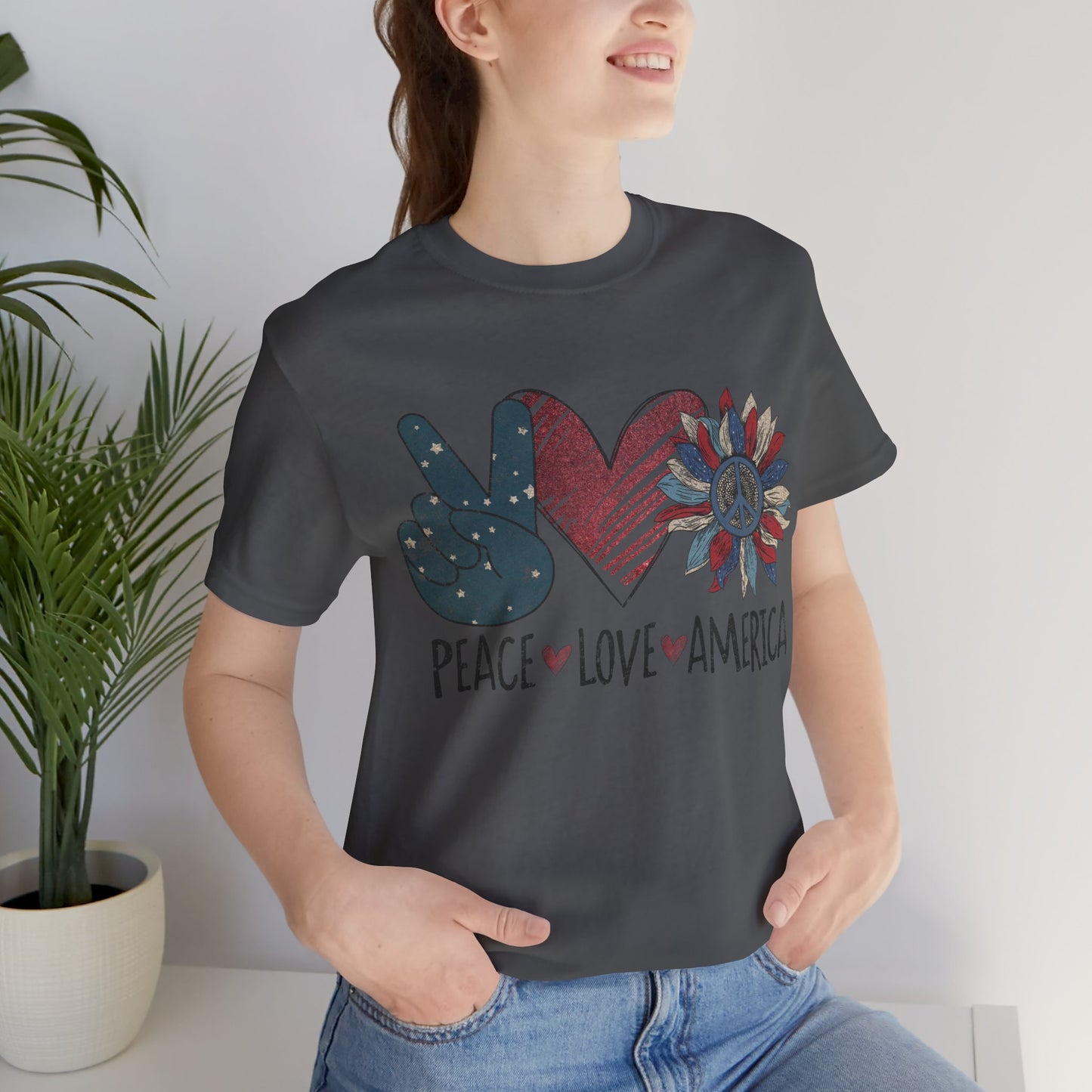 Peace Love America Jersey Short Sleeve Tee