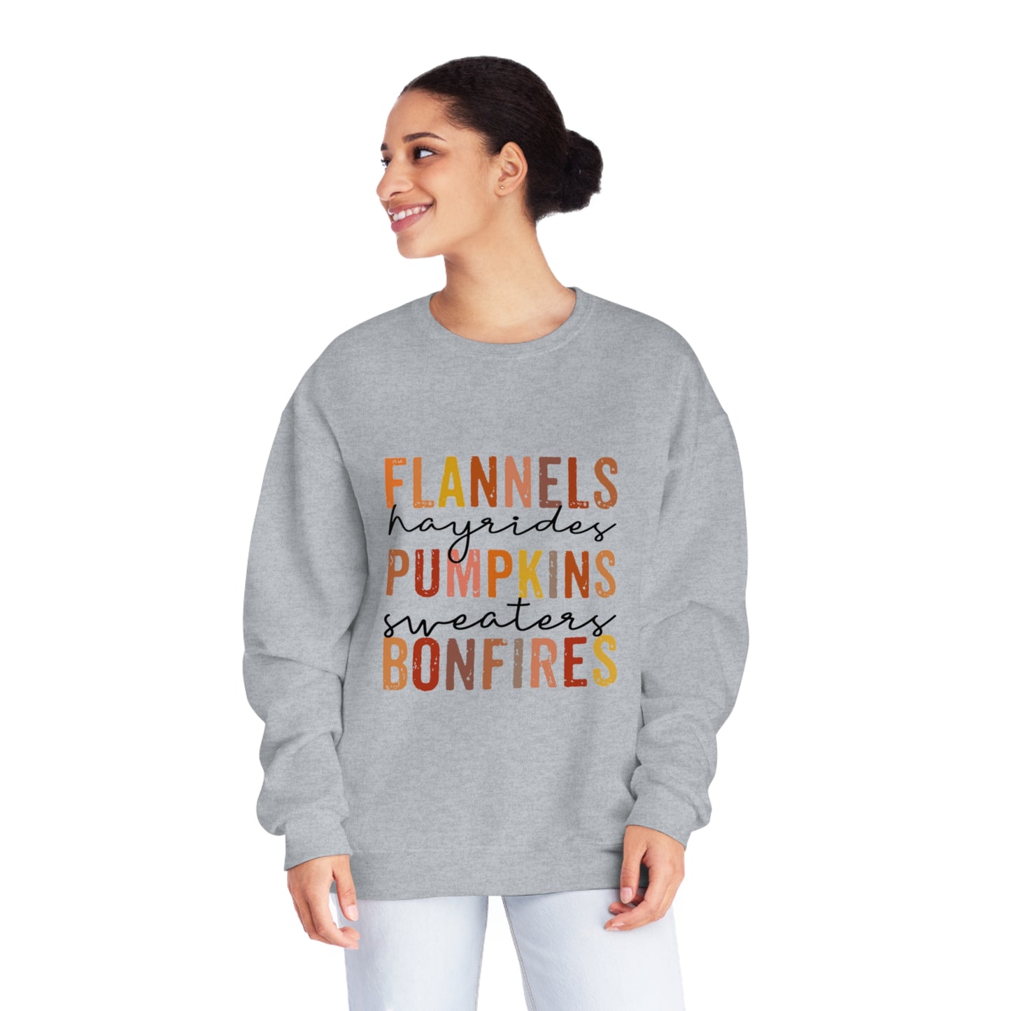 Flannels, Hayrides, Pumpkins, Sweaters, Bonfires Crewneck Sweatshirt