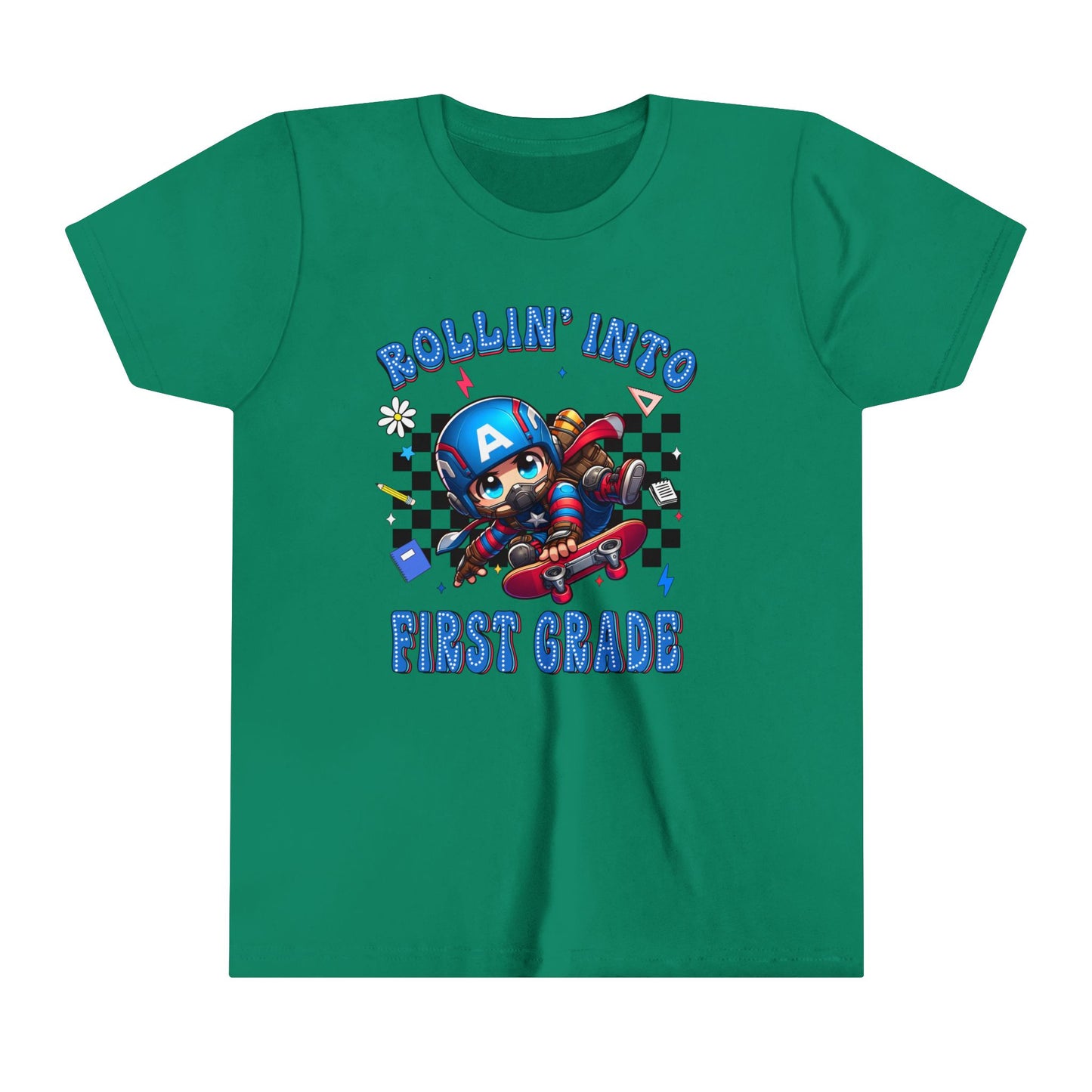 CAPTAIN AMERICA - Rollin' Into 1st Grade Youth Short Sleeve Tee