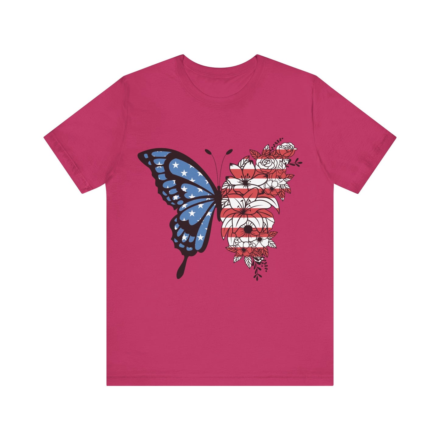 Red, White & Butterfly Jersey Short Sleeve Tee