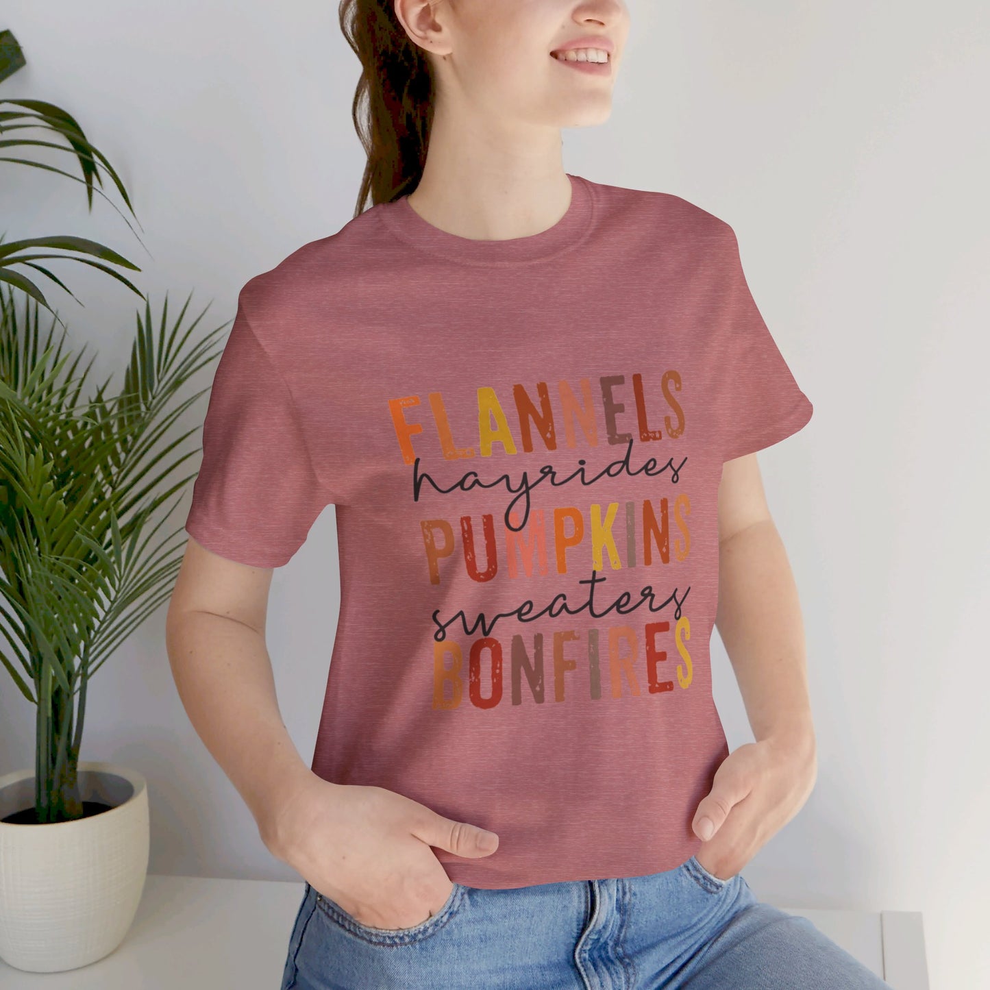 Flannels, Hayrides, Pumpkins, Sweaters, Bonfires Jersey Short Sleeve Tee