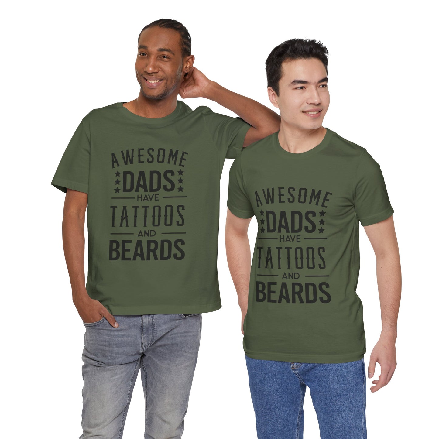Awesome Dads Have Tattoos and Beards Jersey Short Sleeve Tee