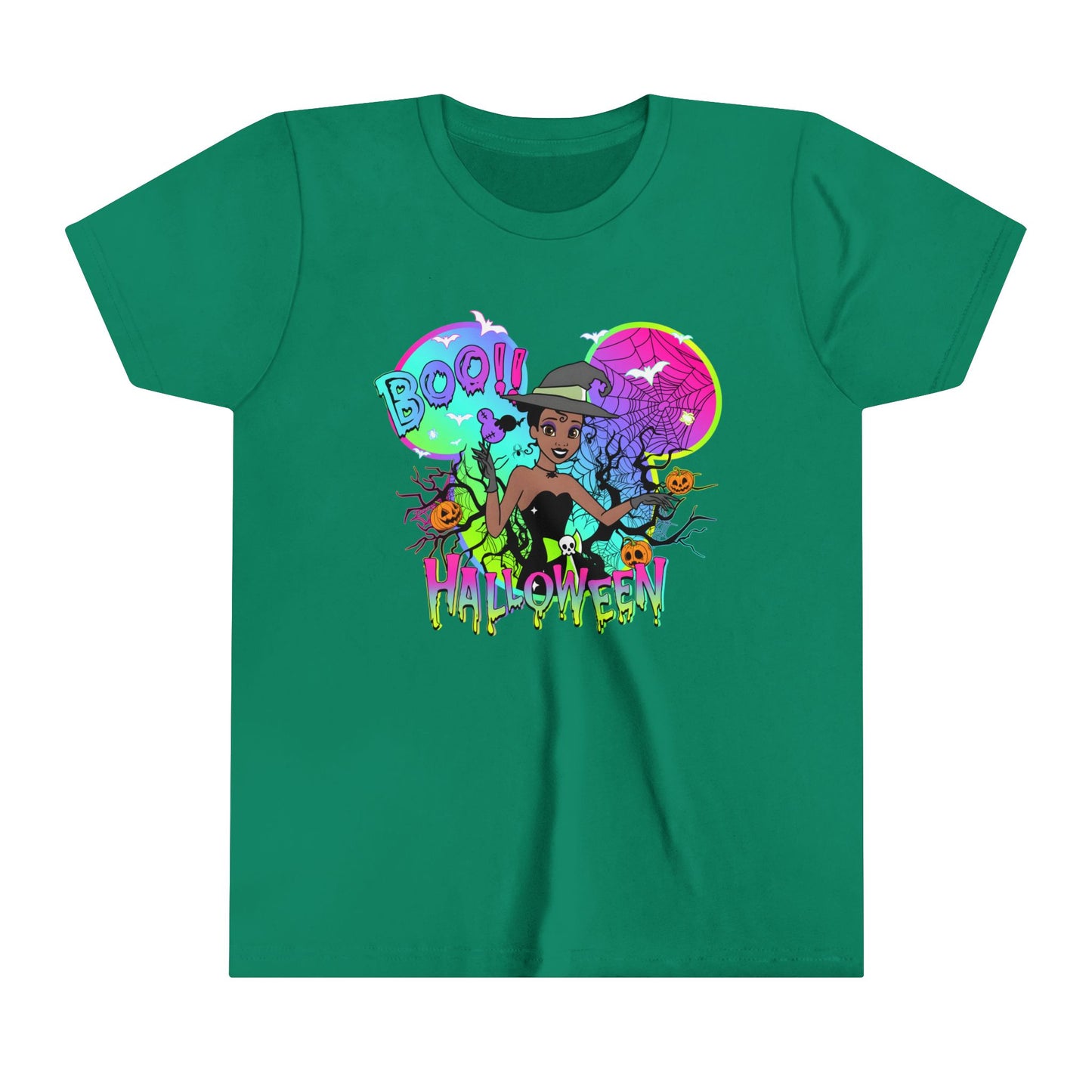 Tiana Boo! Halloween Youth Short Sleeve Tee