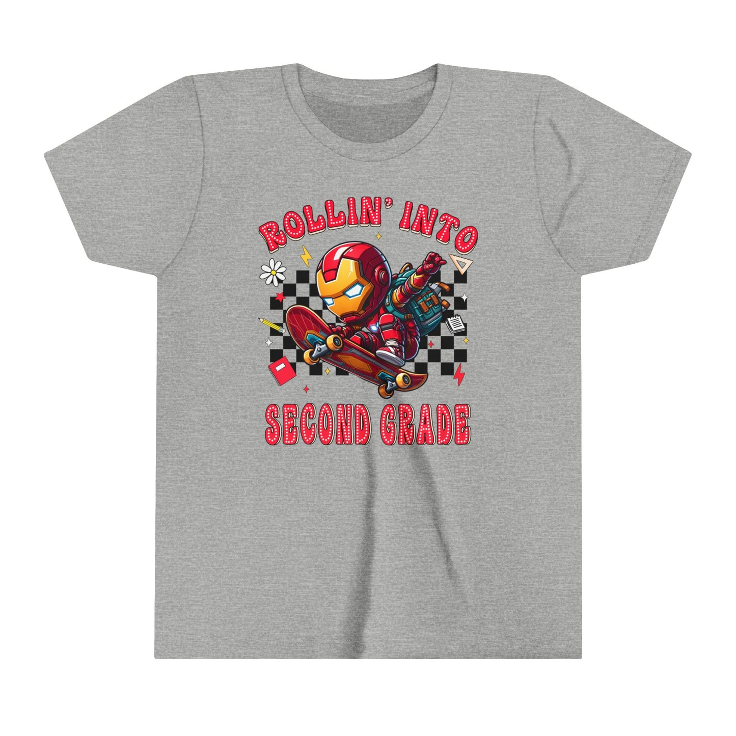 IRON MAN - Rollin' Into 2nd Grade Youth Short Sleeve Tee