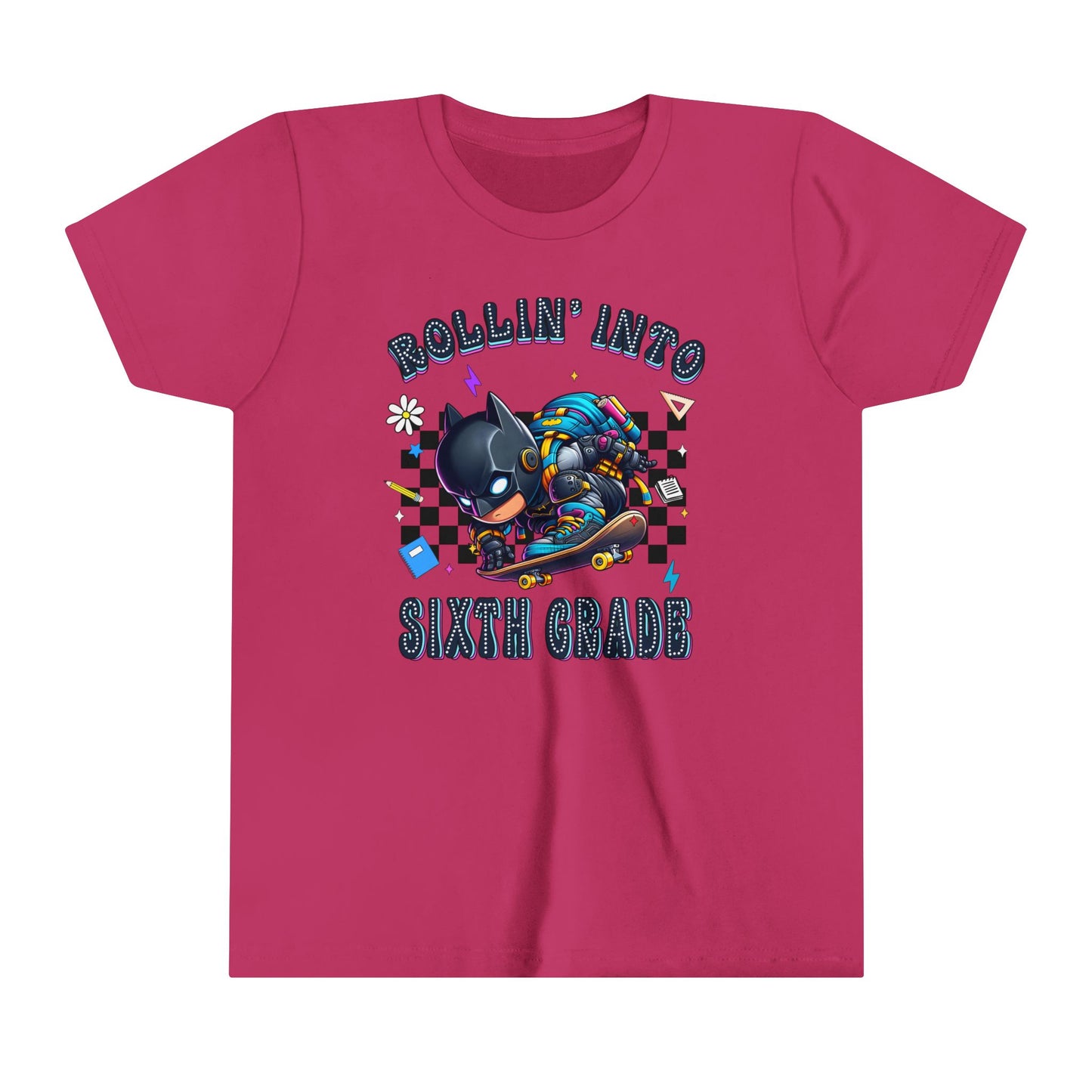 BATMAN - Rollin' Into 6th Grade Youth Short Sleeve Tee