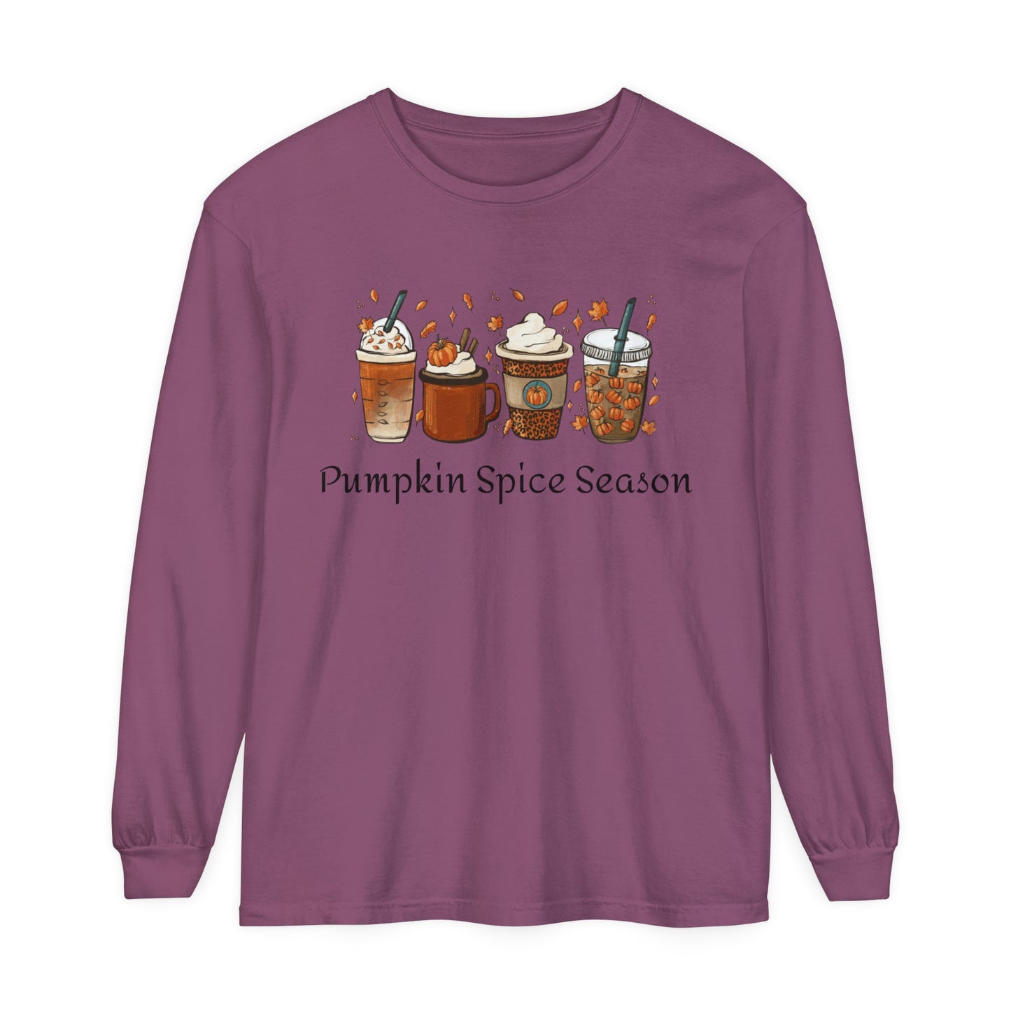 Pumpkin Spice Season Garment-dyed Long Sleeve T-Shirt