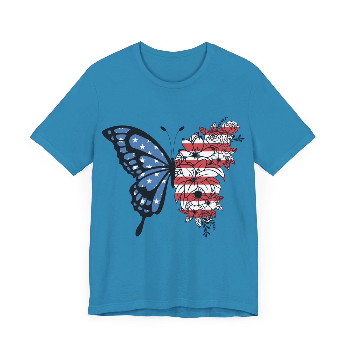 Red, White & Butterfly Jersey Short Sleeve Tee