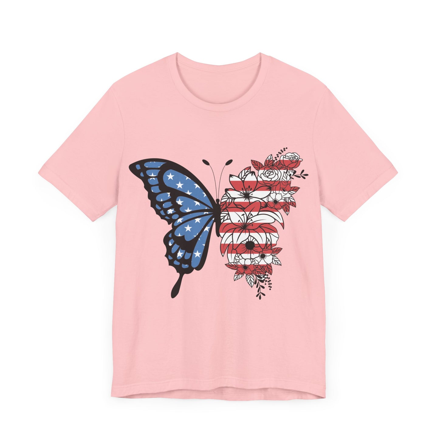 Red, White & Butterfly Jersey Short Sleeve Tee