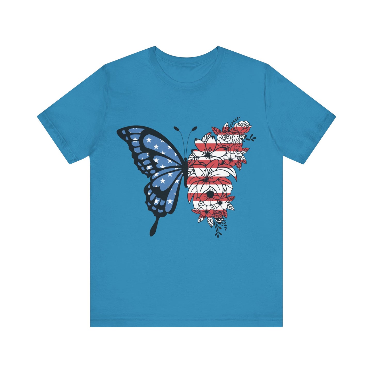 Red, White & Butterfly Jersey Short Sleeve Tee