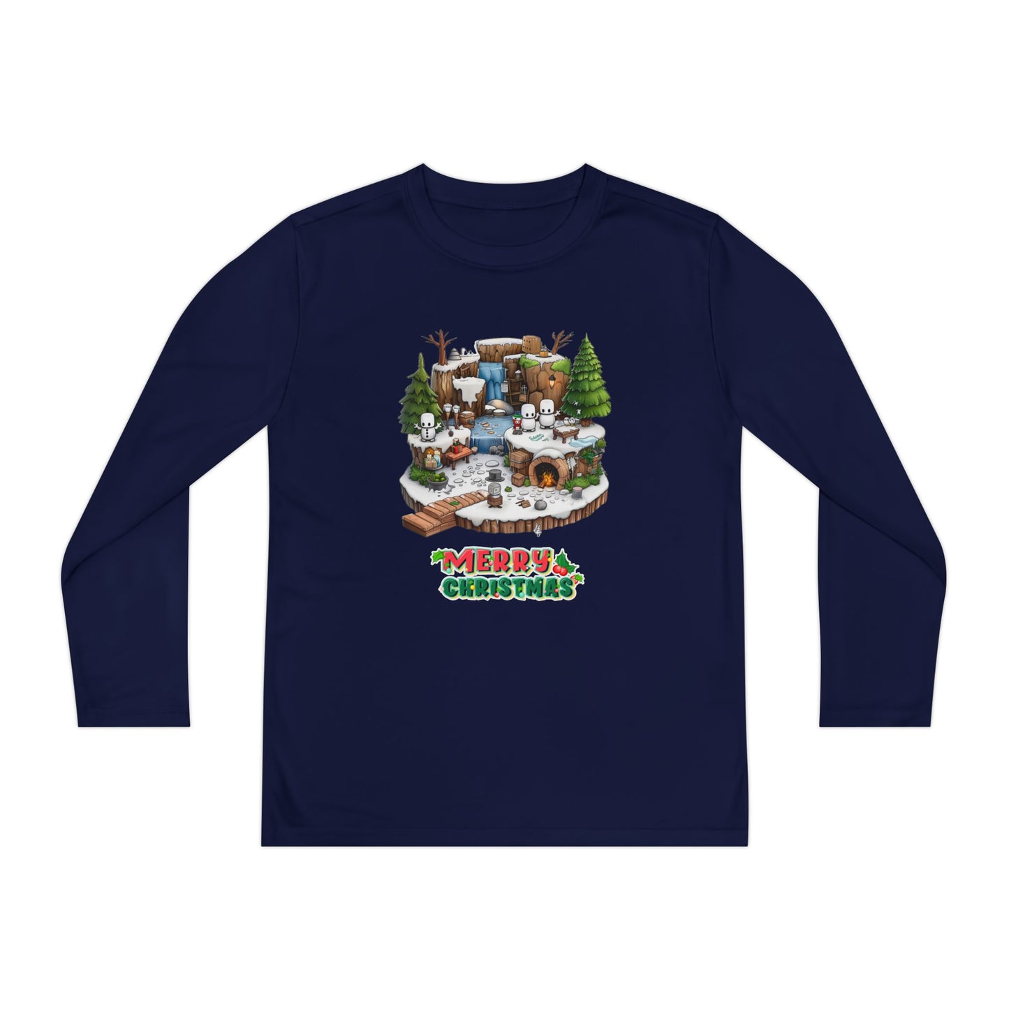Merry Christmas Mine-craft Youth Long Sleeve Competitor Tee