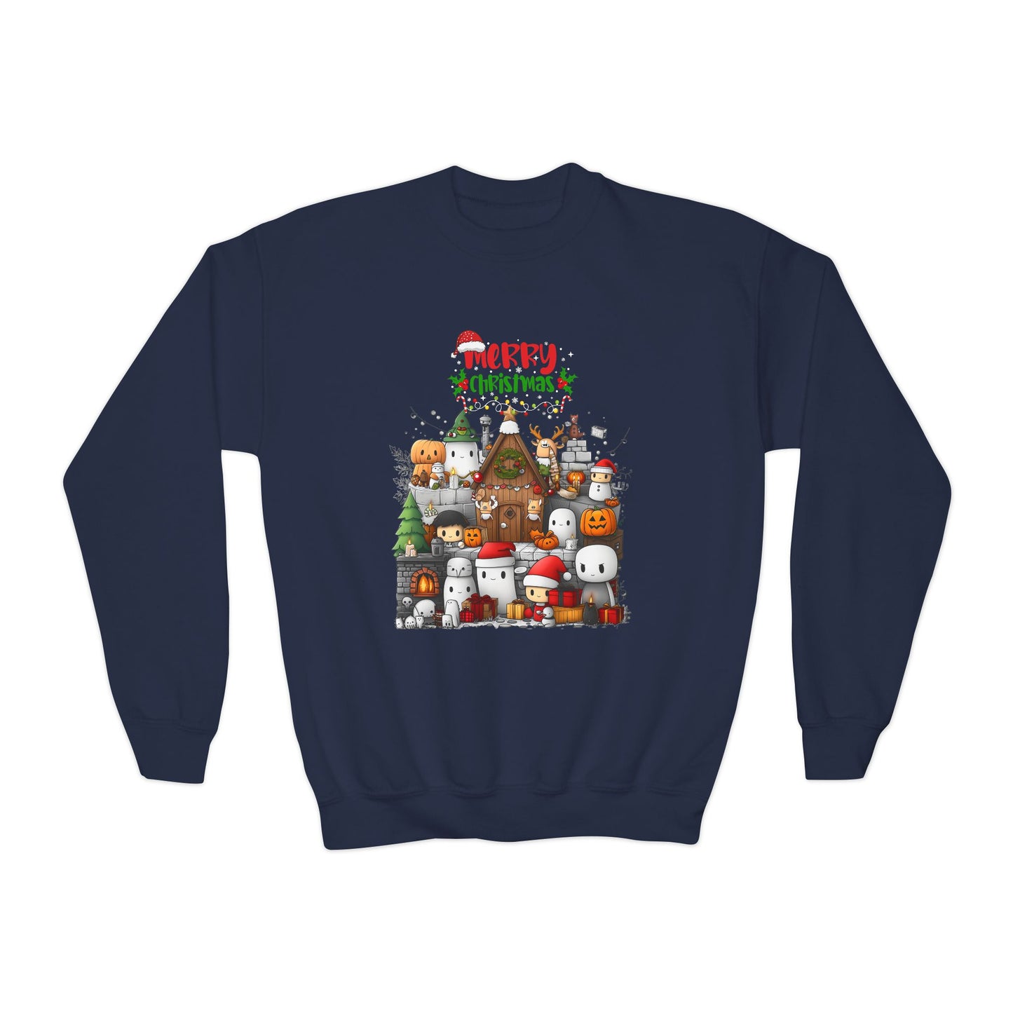 Merry Mine-craft Christmas Youth Crewneck Sweatshirt