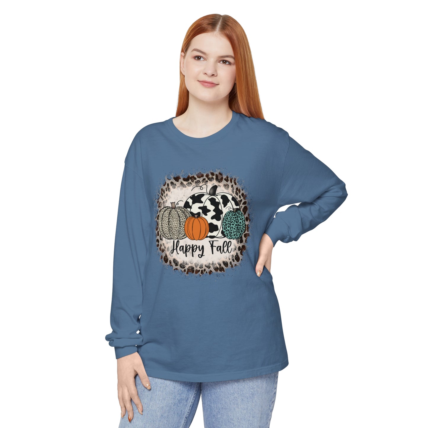 Happy Fall Garment-dyed Long Sleeve T-Shirt
