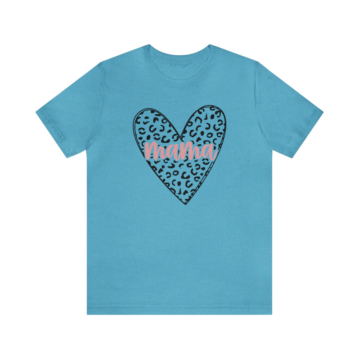 Mama Leopard print heart short sleeve tshirt