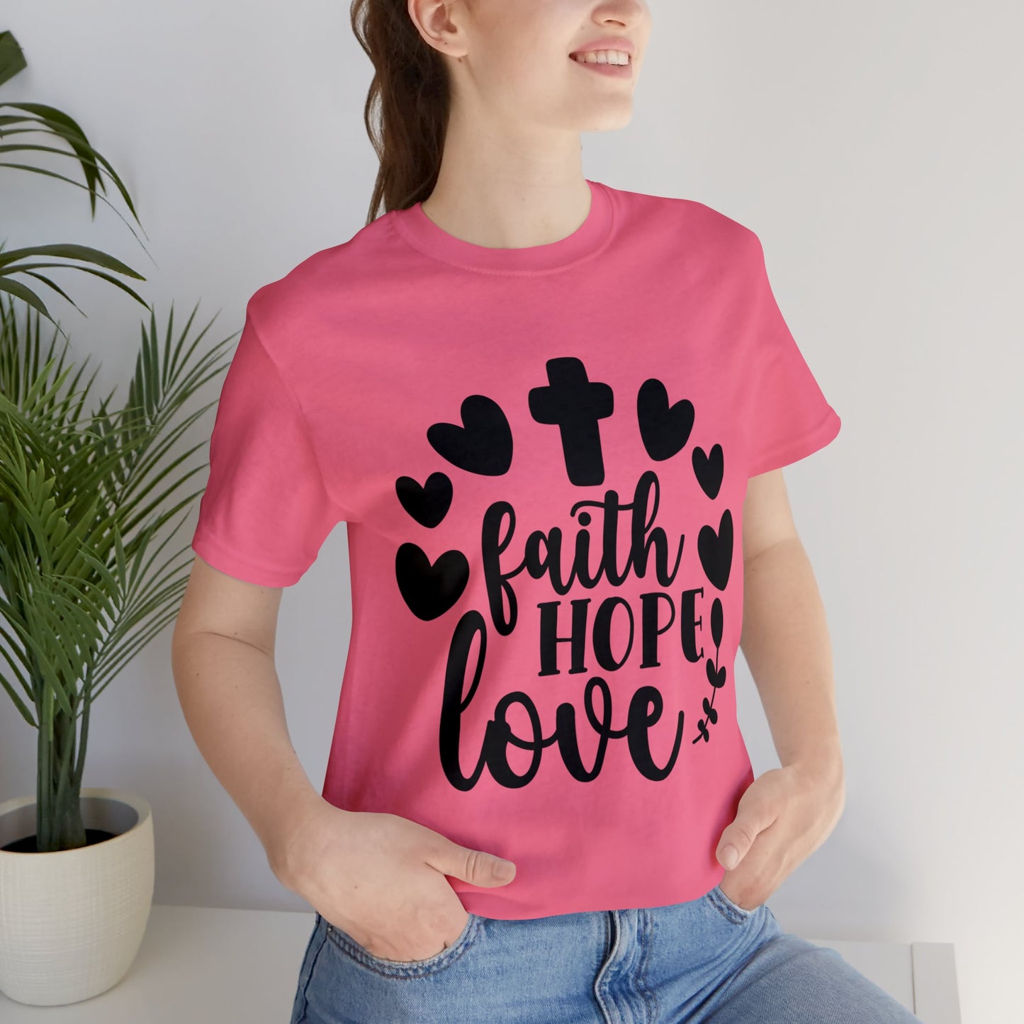 Faith Hope Love (front) Pray (back) Short Sleeve Tshirt